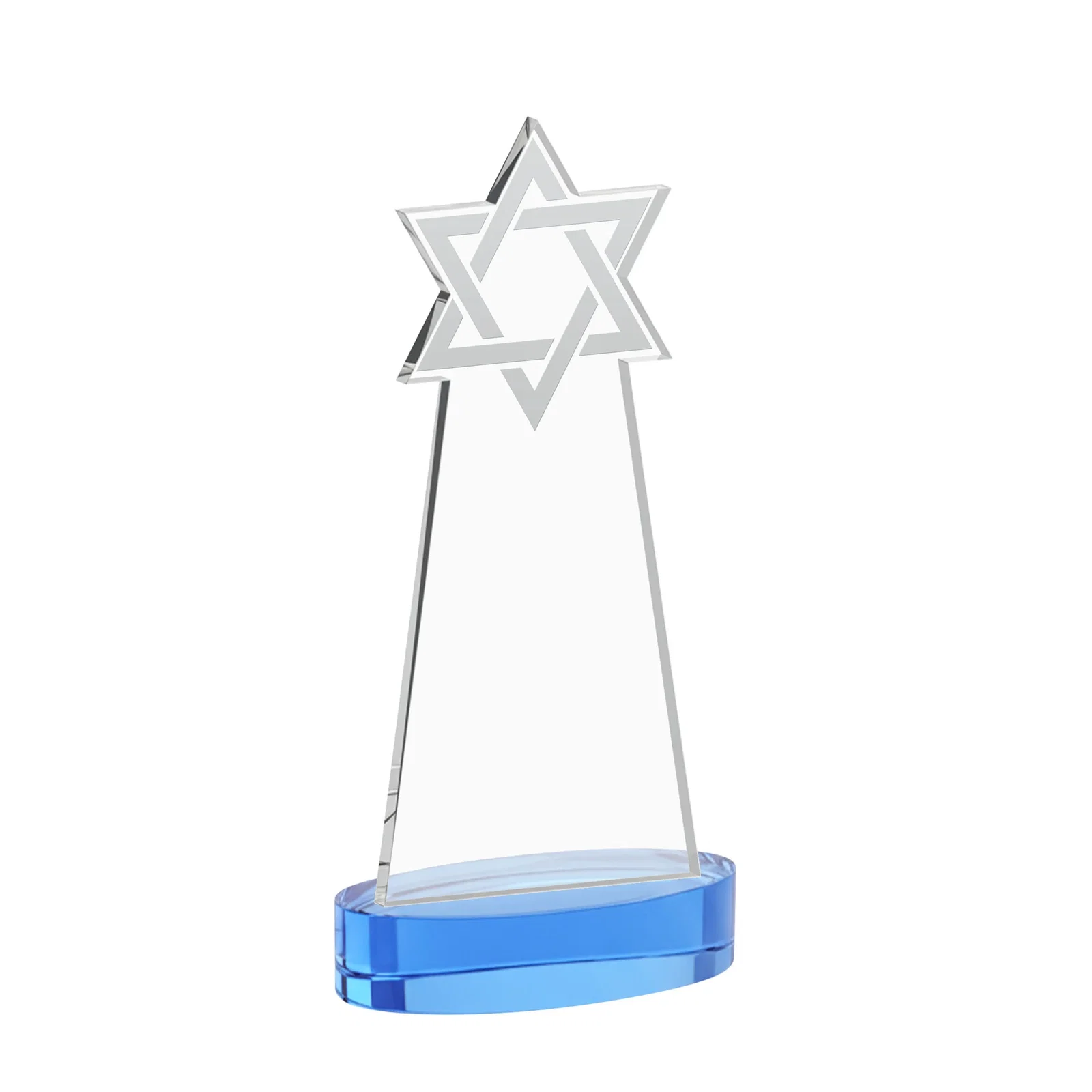 Custom Starfire Crystal Award with Etched Star of David, with your logo for dealer and partner awards