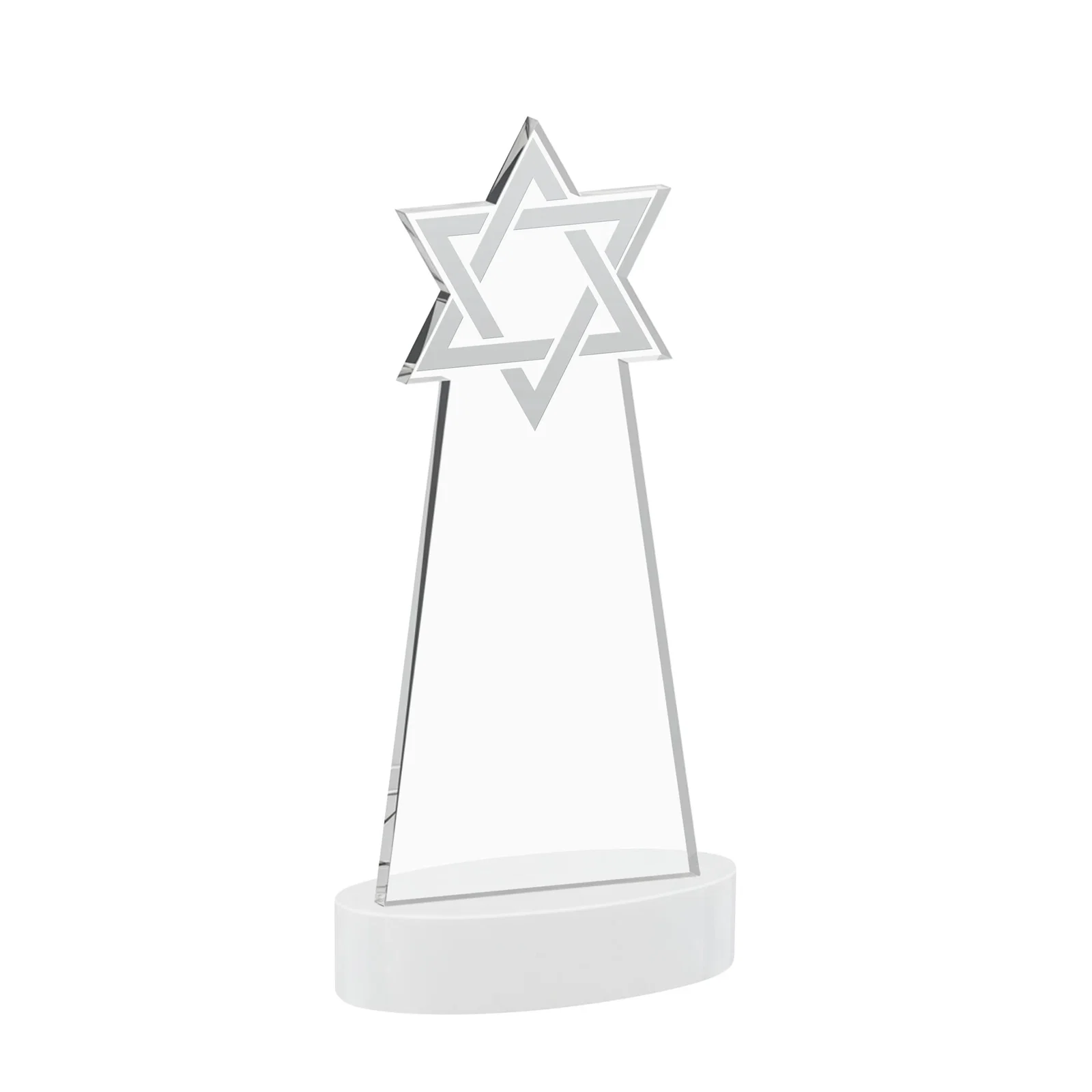 Personalized Starfire Crystal Award with Etched Star of David, with your logo for corporate award ceremonies