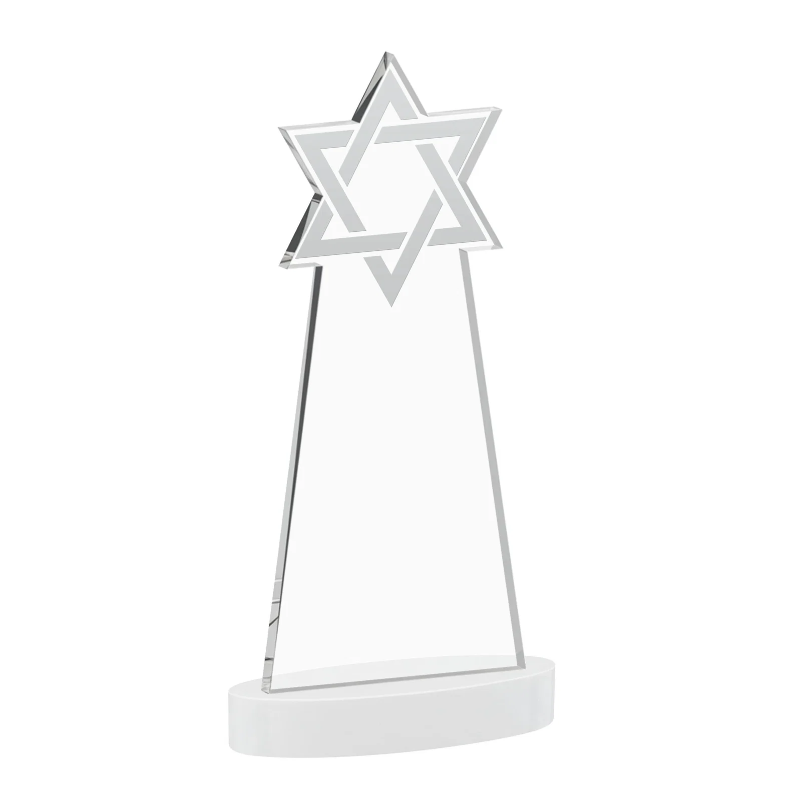 Personalized Starfire Crystal Award with Etched Star of David, with your logo for sales achievement awards