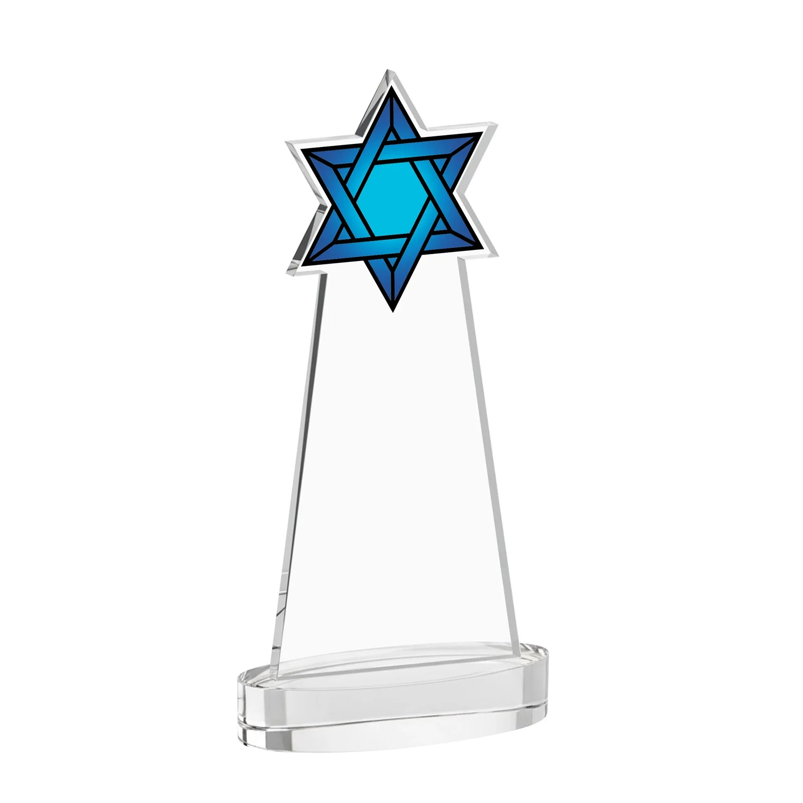 Personalized Starfire Crystal Award with Etched Star of David, with your logo for team milestone celebrations