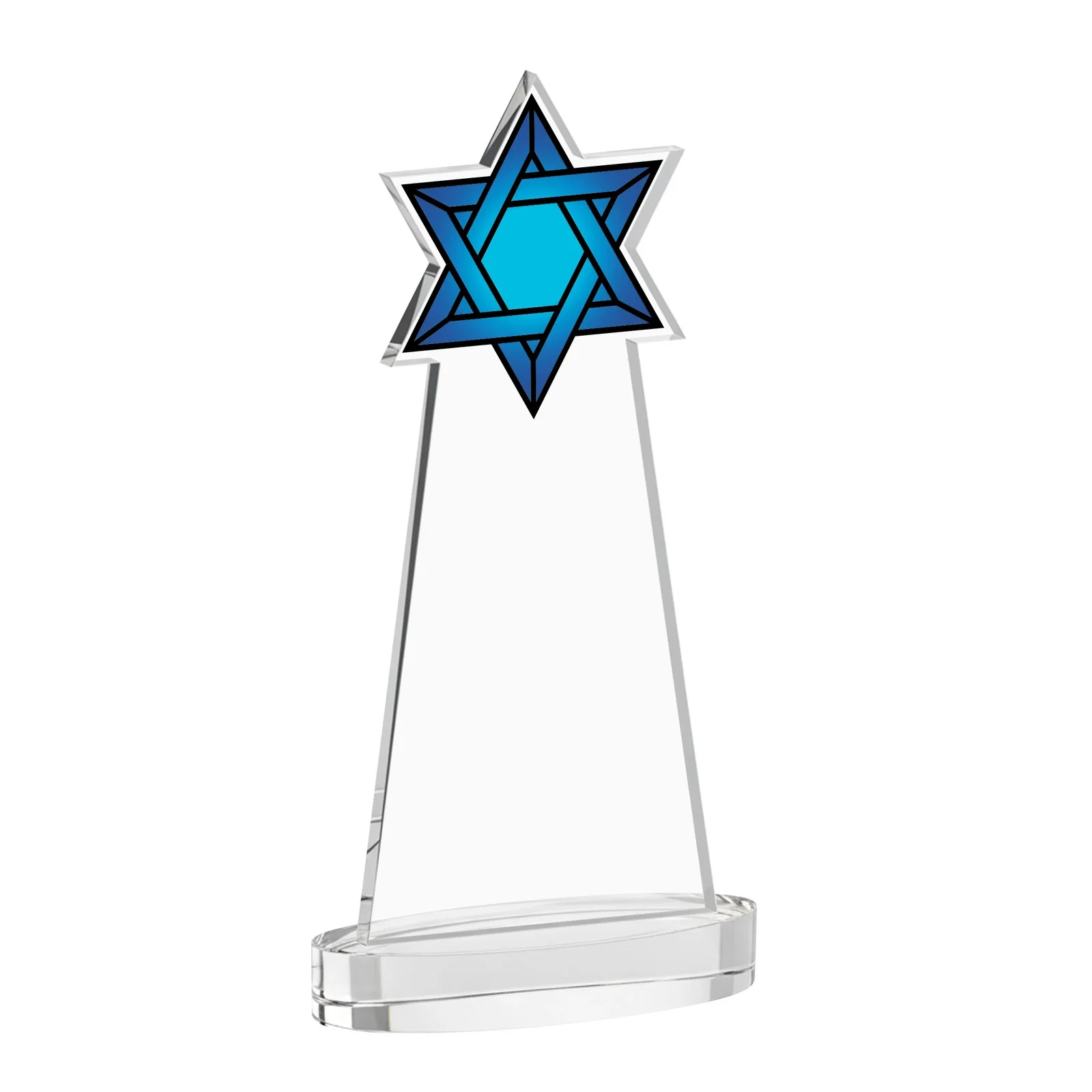 Personalized Starfire Crystal Award with Etched Star of David, with your logo for donor appreciation