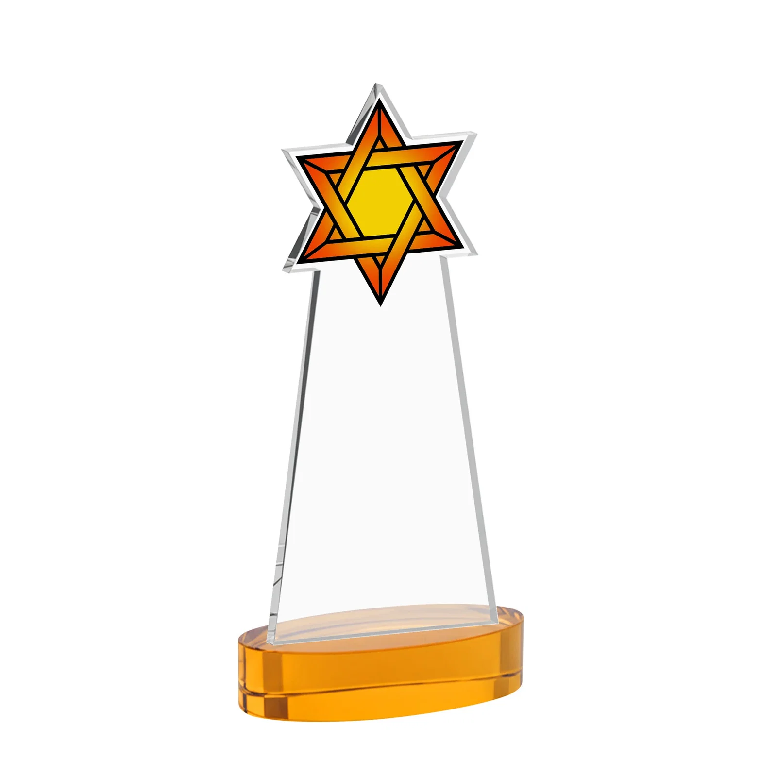 Personalized Starfire Crystal Award with Etched Star of David, with your logo for graduation ceremonies