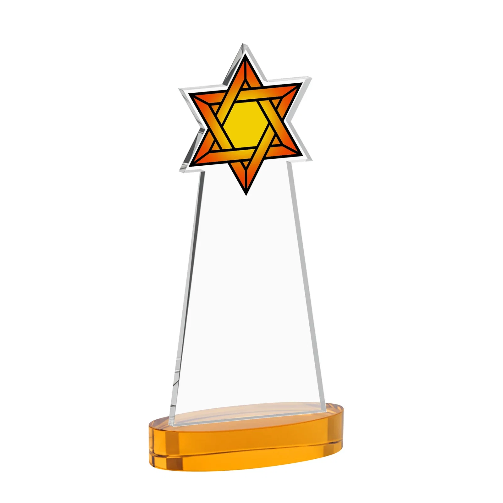 Personalized Starfire Crystal Award with Etched Star of David, with your logo for safety achievement programs