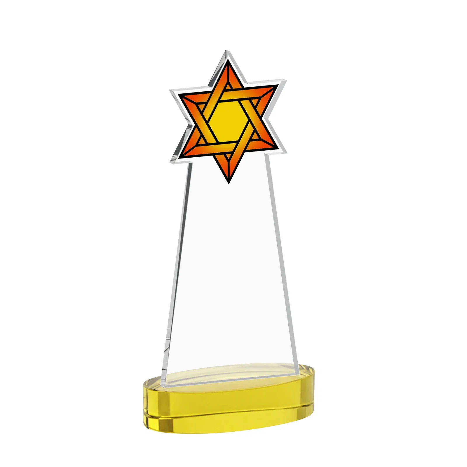 Personalized Starfire Crystal Award with Etched Star of David, with your logo for dealer and partner awards