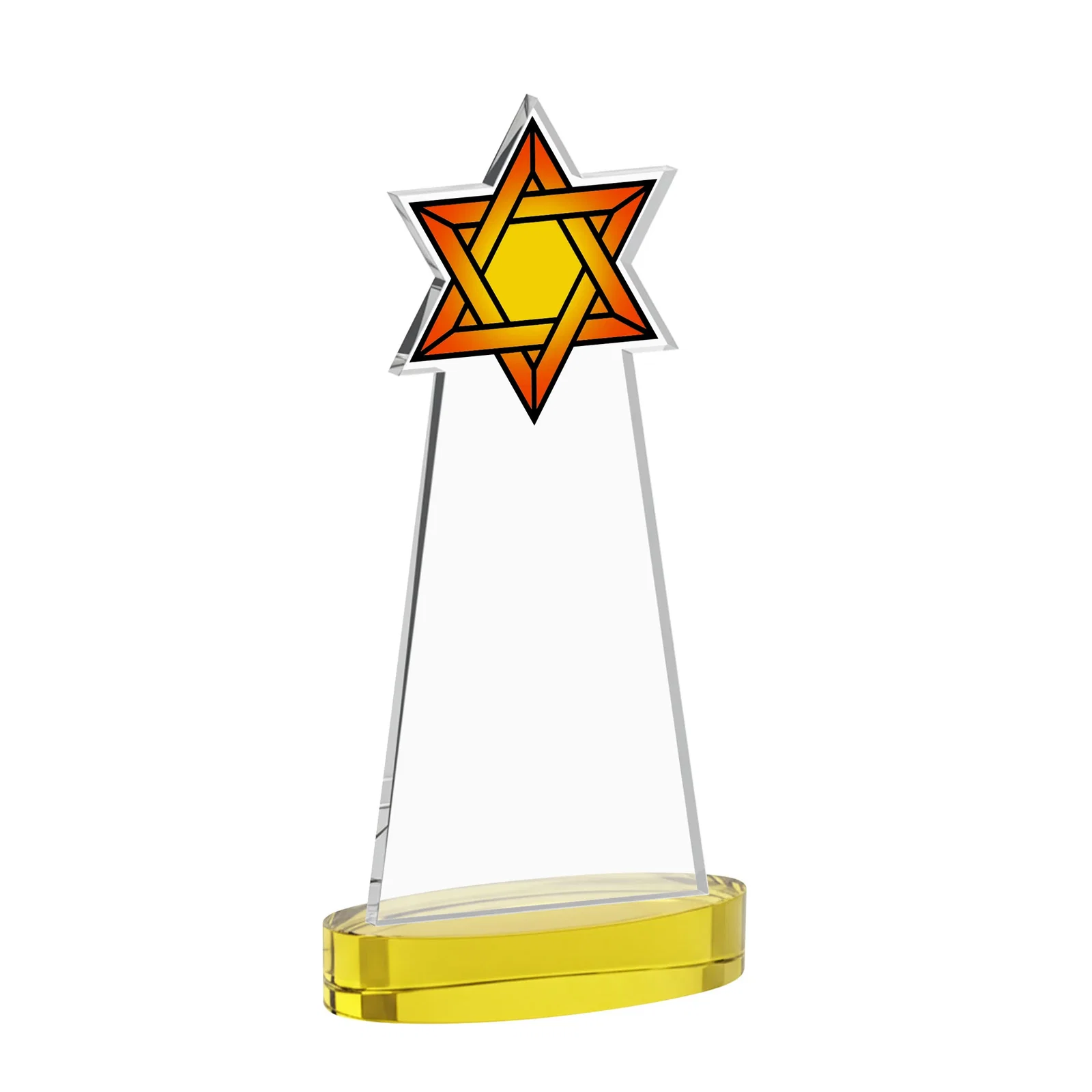 Personalized Starfire Crystal Award with Etched Star of David, with your logo for company anniversary events