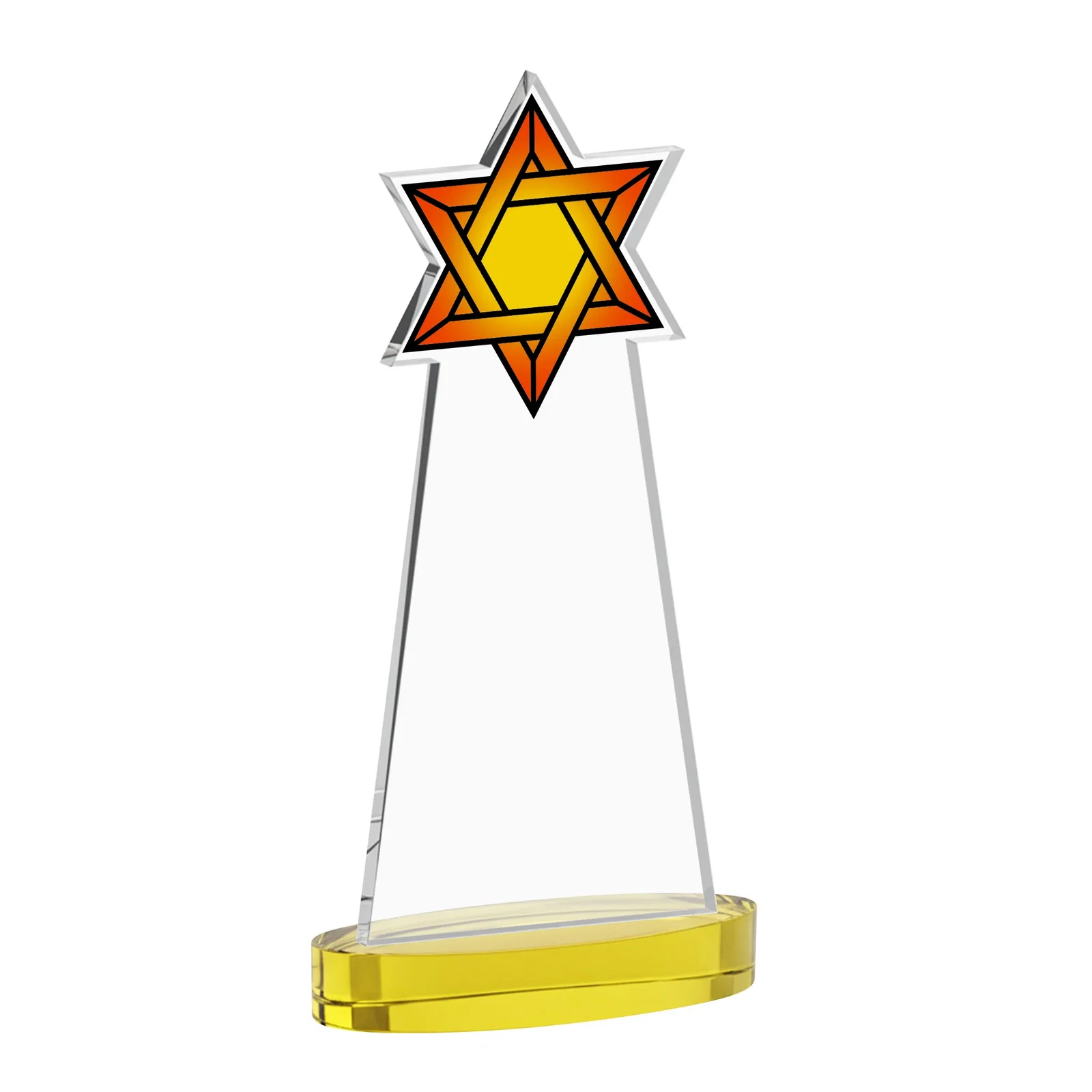 Promotional Starfire Crystal Award with Etched Star of David, with your logo for employee recognition