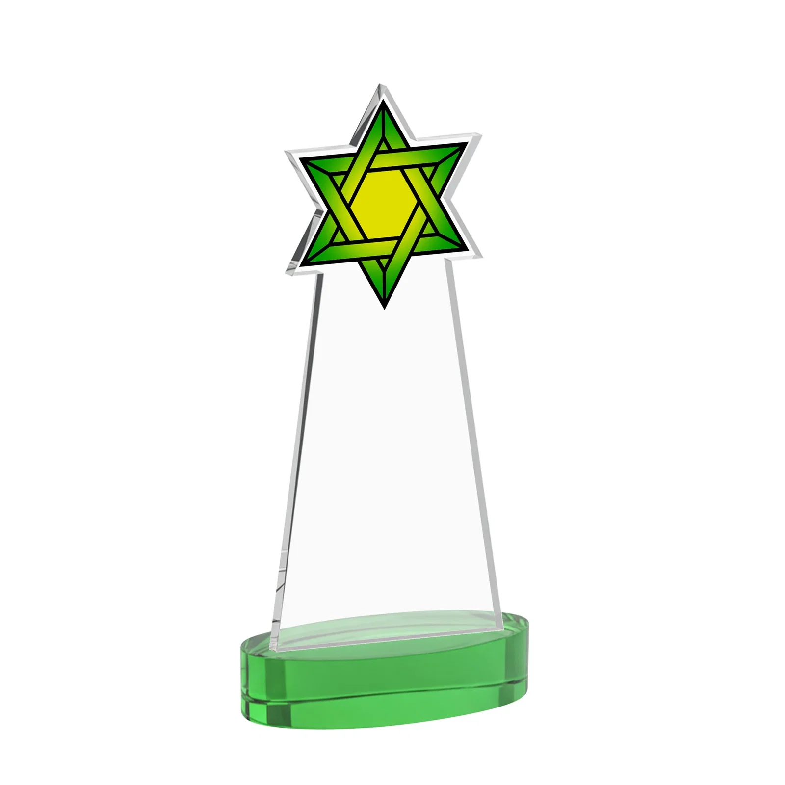 Promotional Starfire Crystal Award with Etched Star of David, with your logo for corporate award ceremonies