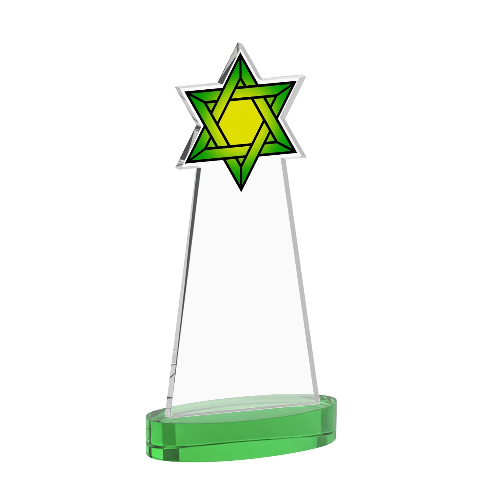 Promotional Starfire Crystal Award with Etched Star of David, with your logo for service anniversary gifts