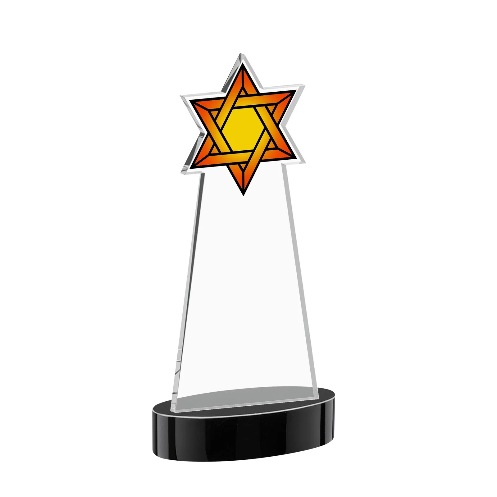 Promotional Starfire Crystal Award with Etched Star of David, with your logo for retirement presentations
