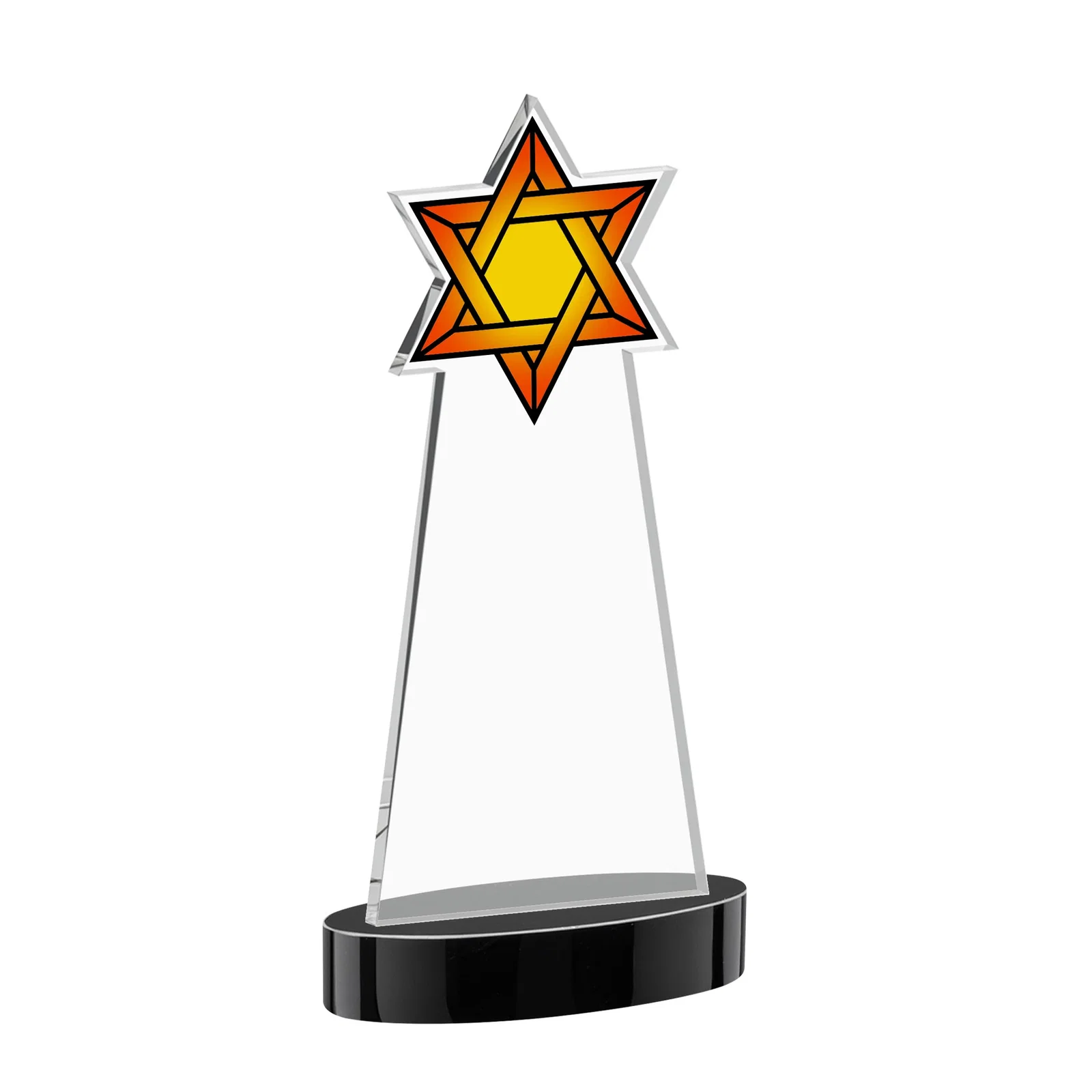 Promotional Starfire Crystal Award with Etched Star of David, with your logo for team milestone celebrations