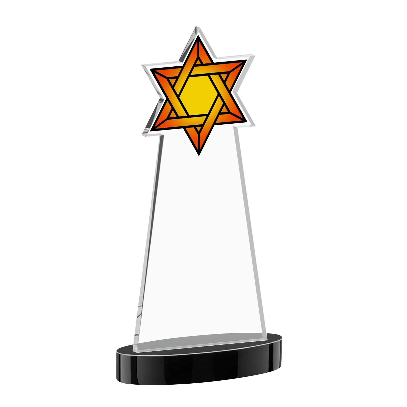 Promotional Starfire Crystal Award with Etched Star of David, with your logo for donor appreciation
