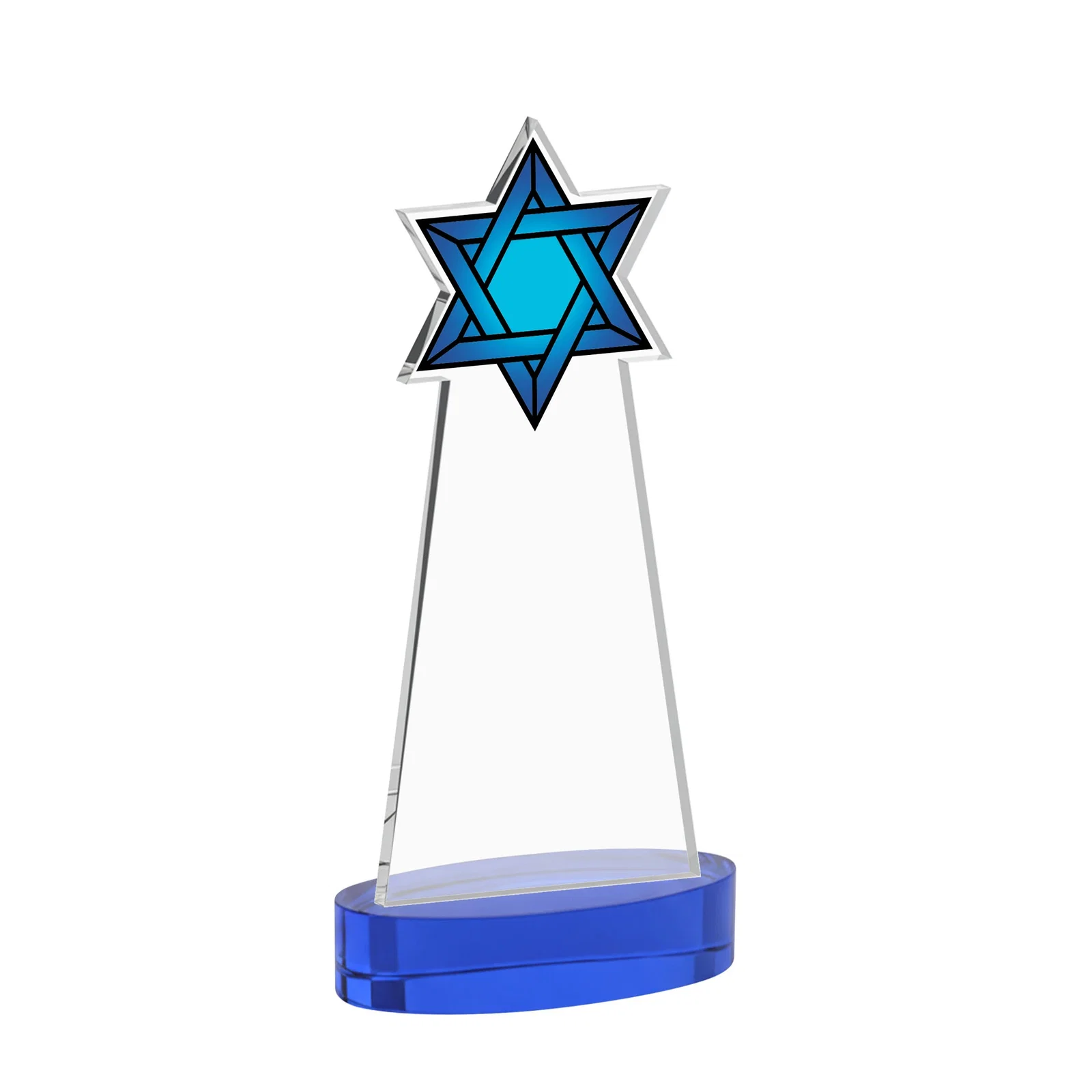 Promotional Starfire Crystal Award with Etched Star of David, with your logo for graduation ceremonies