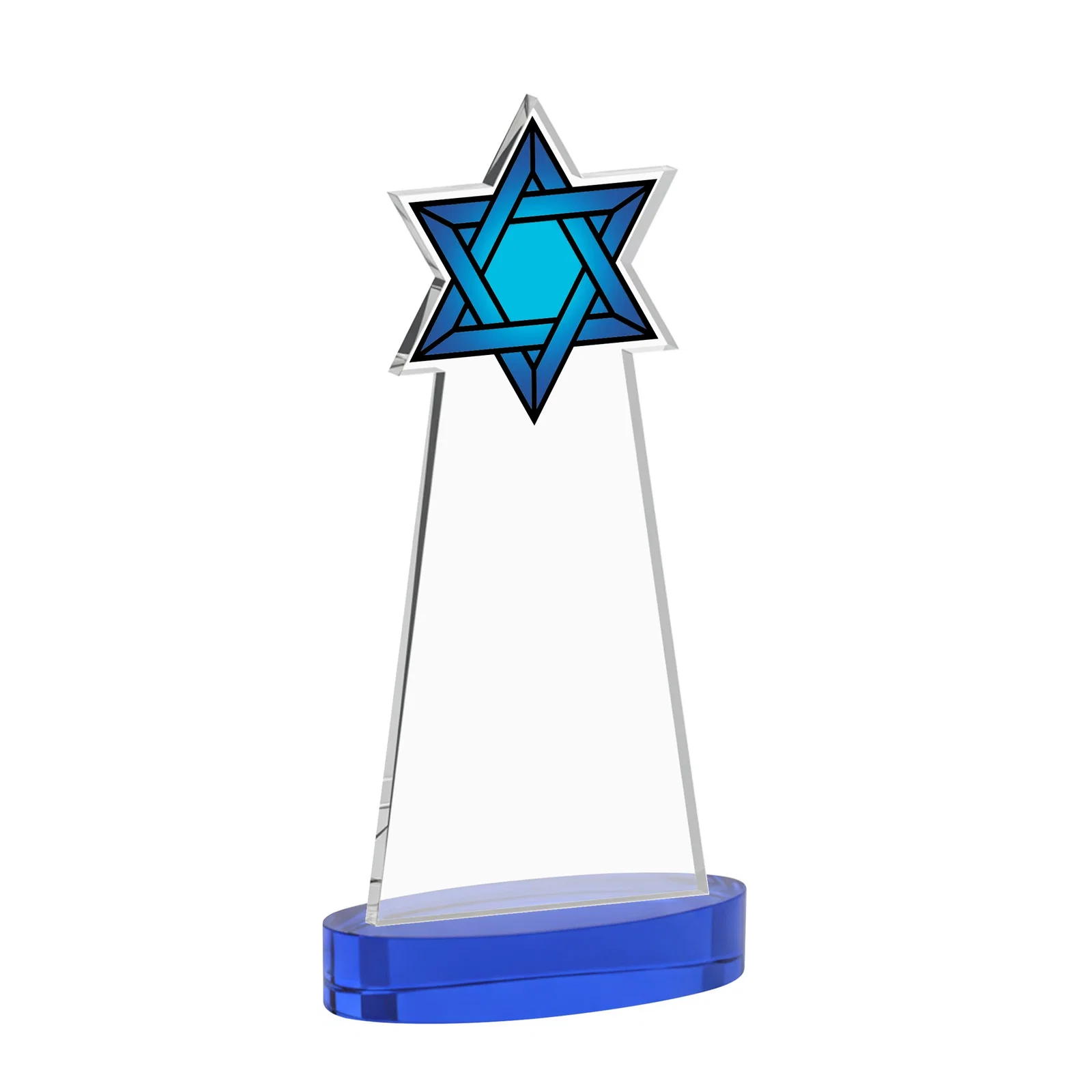 Promotional Starfire Crystal Award with Etched Star of David, with your logo for safety achievement programs