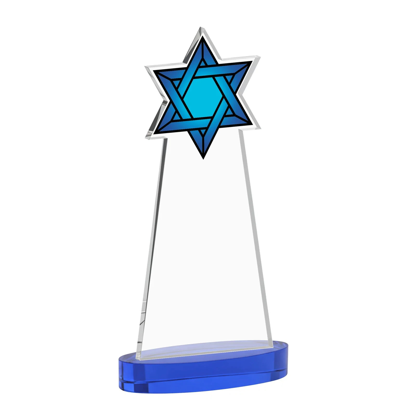 Promotional Starfire Crystal Award with Etched Star of David, with your logo for volunteer appreciation