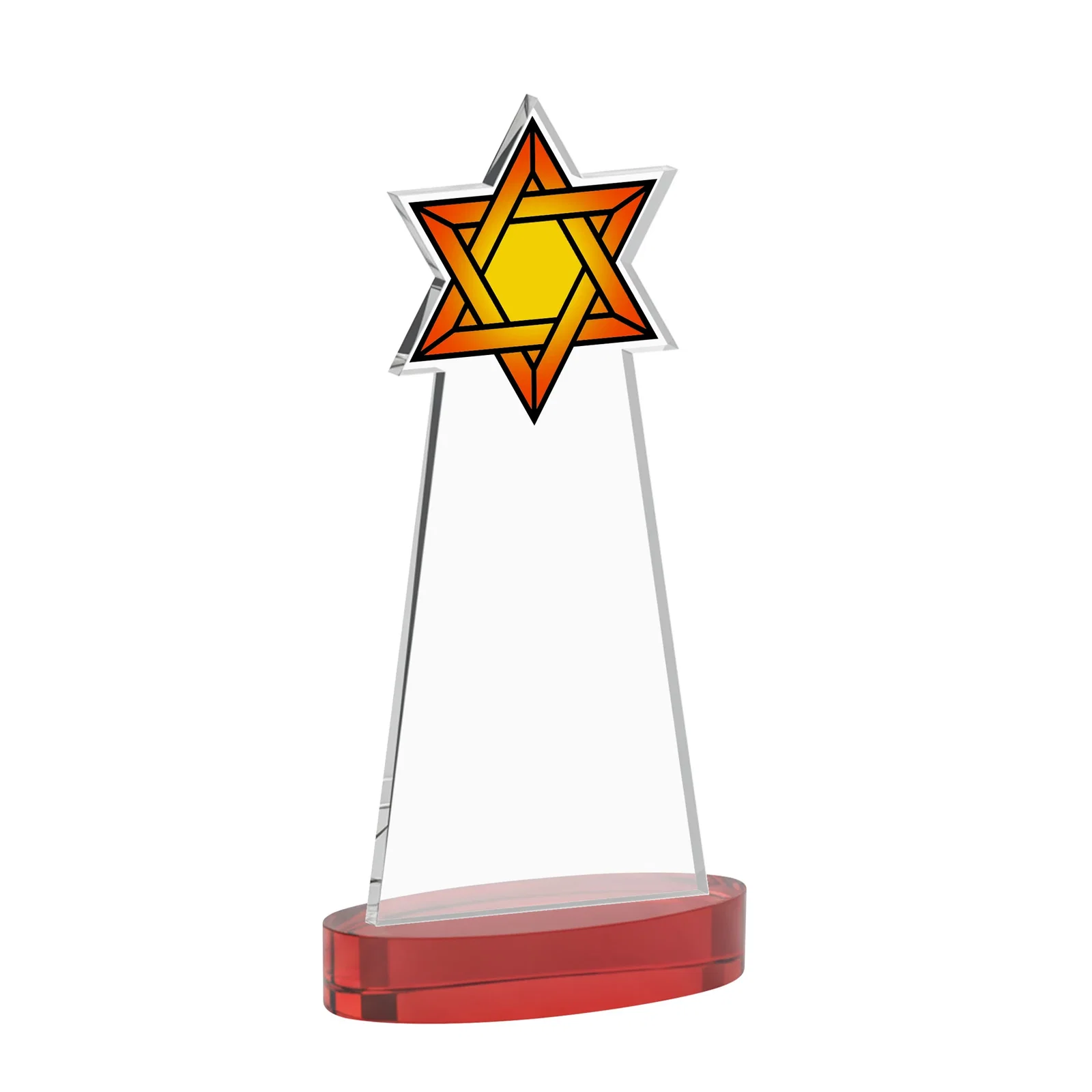 Promotional Starfire Crystal Award with Etched Star of David, with your logo for company anniversary events