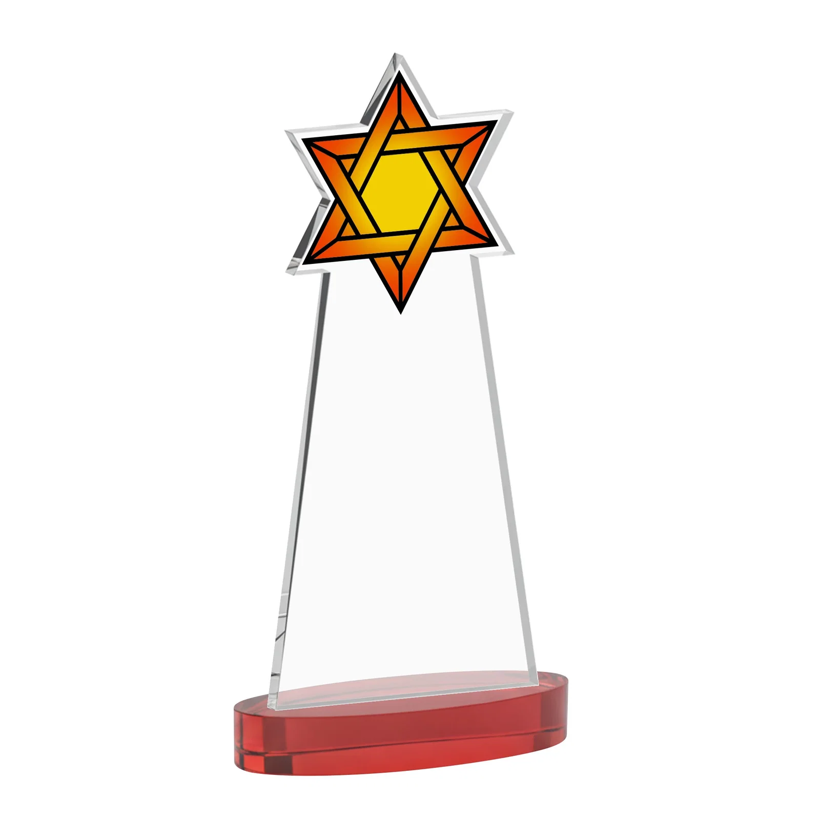 Branded Starfire Crystal Award with Etched Star of David, with your logo for employee recognition