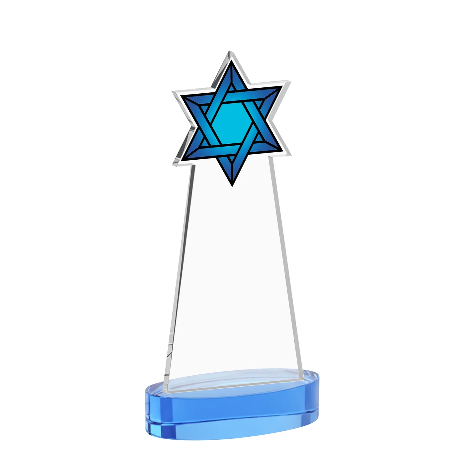 Branded Starfire Crystal Award with Etched Star of David, with your logo for corporate award ceremonies