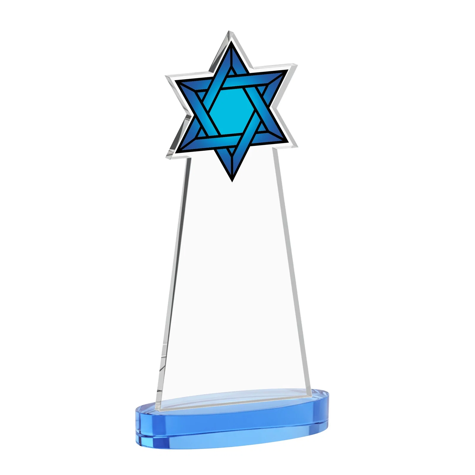 Branded Starfire Crystal Award with Etched Star of David, with your logo for sales achievement awards