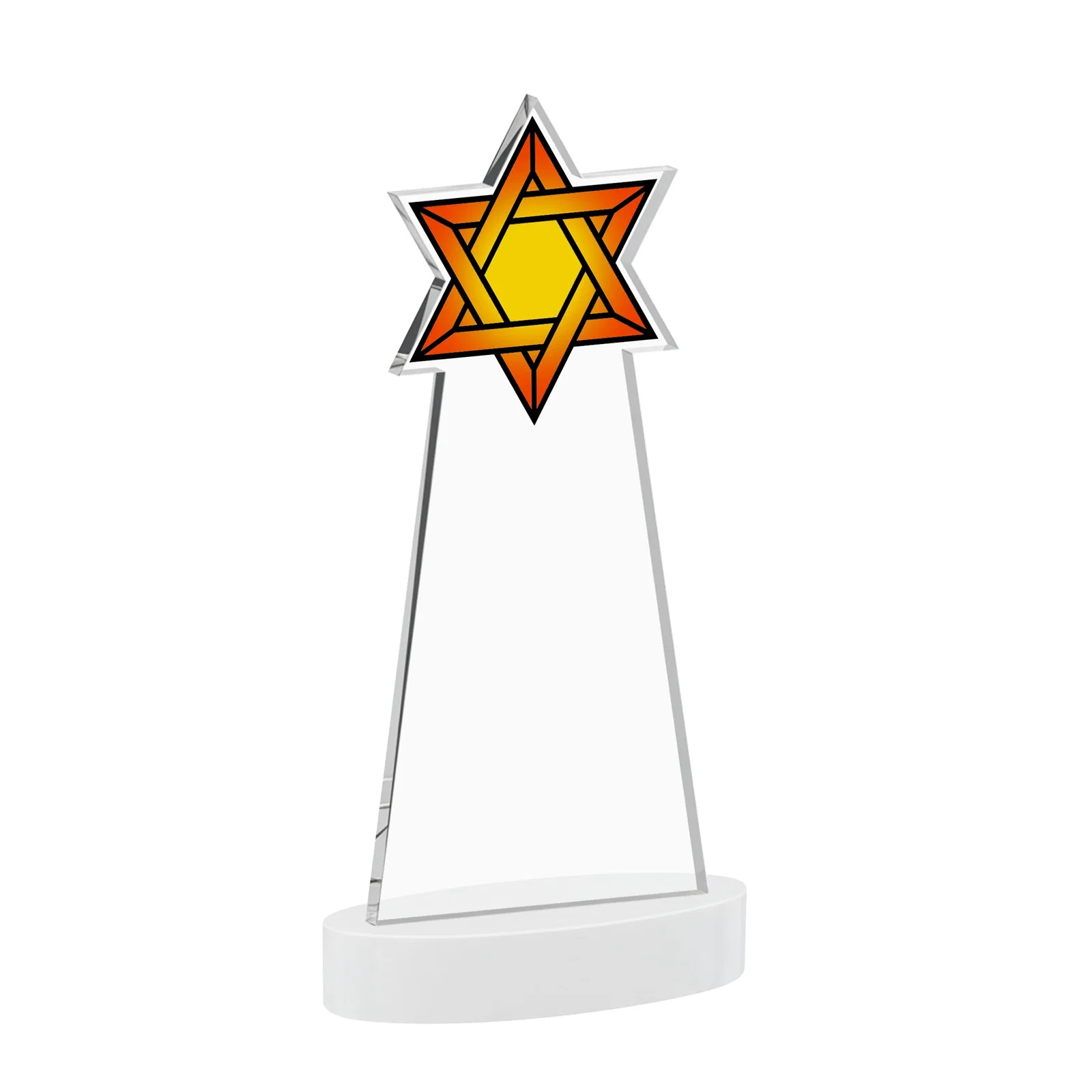 Branded Starfire Crystal Award with Etched Star of David, with your logo for team milestone celebrations