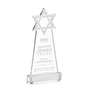 Starfire Crystal Award with Etched Star of David