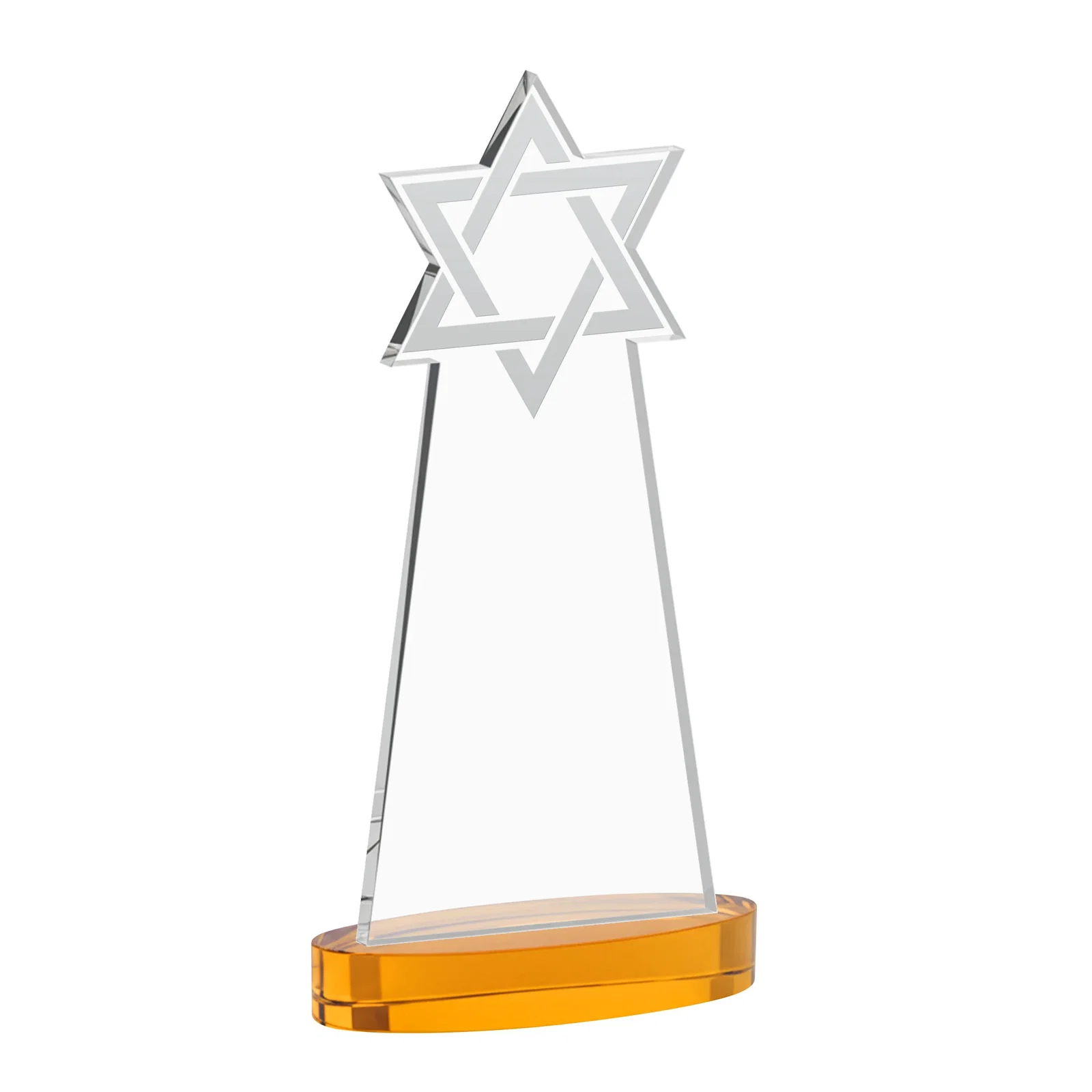 Custom engraved Starfire Crystal Award with Etched Star of David for donor appreciation