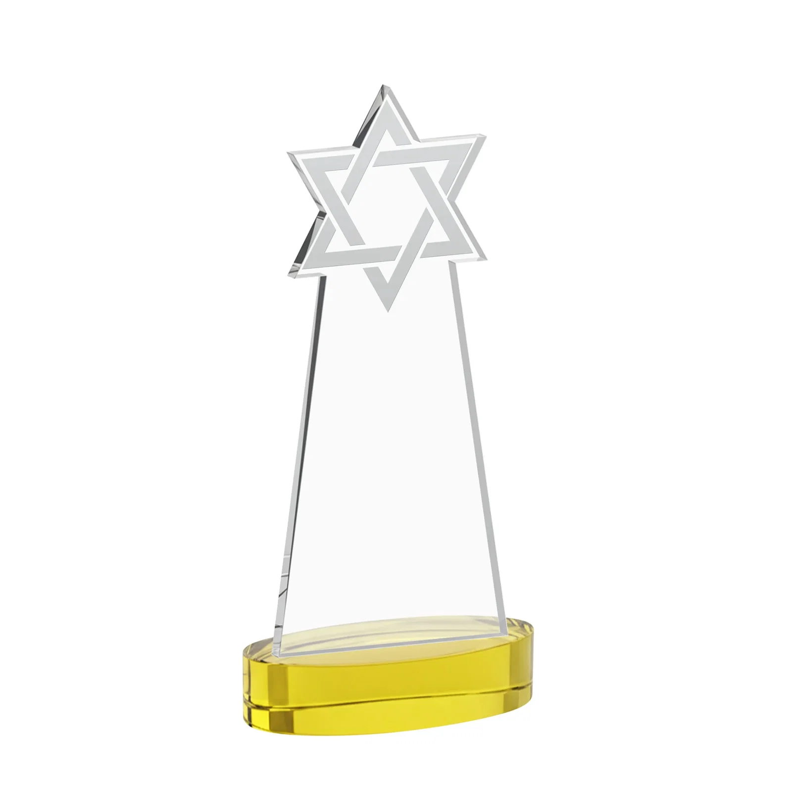 Custom engraved Starfire Crystal Award with Etched Star of David for graduation ceremonies
