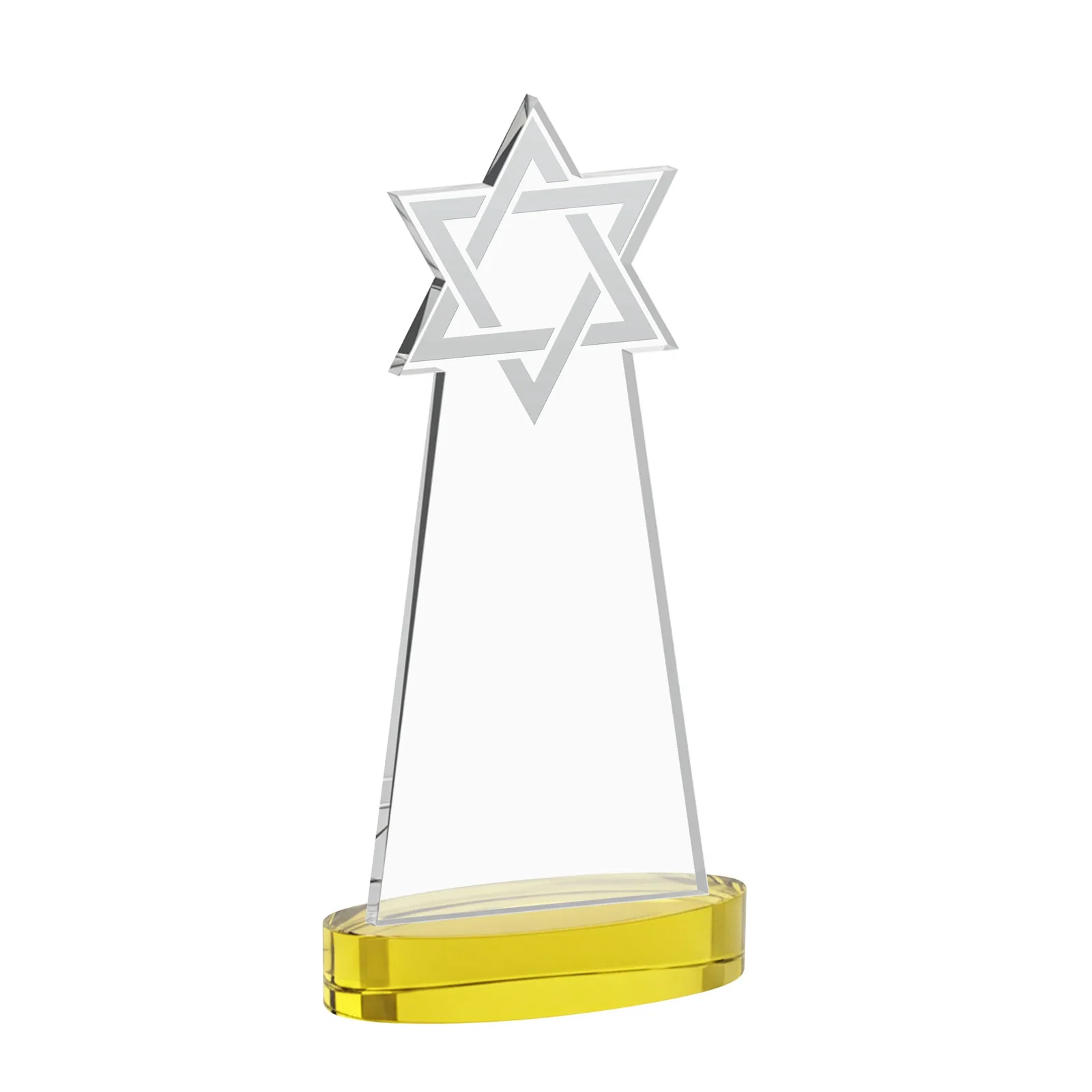 Custom engraved Starfire Crystal Award with Etched Star of David for safety achievement programs