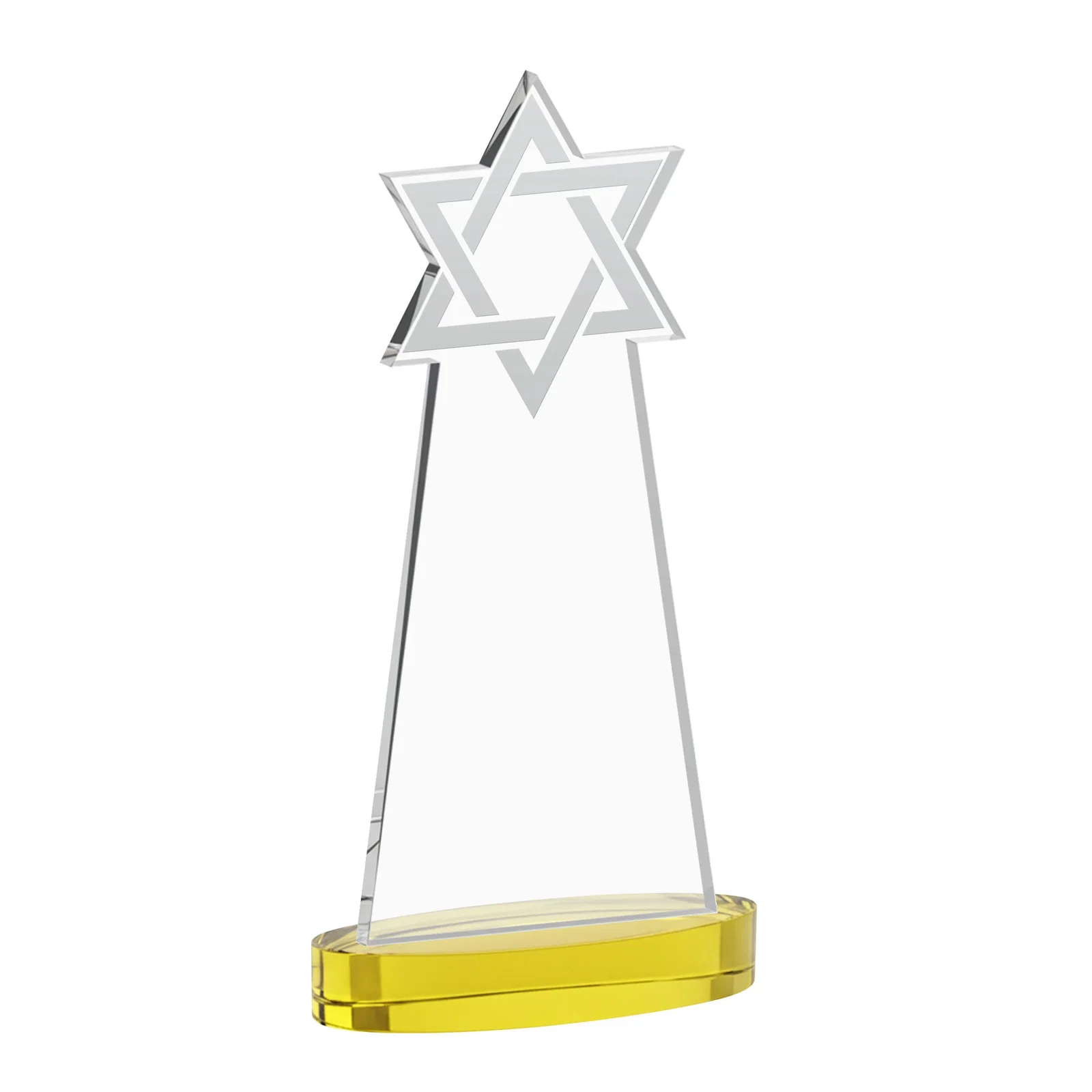 Custom engraved Starfire Crystal Award with Etched Star of David for volunteer appreciation