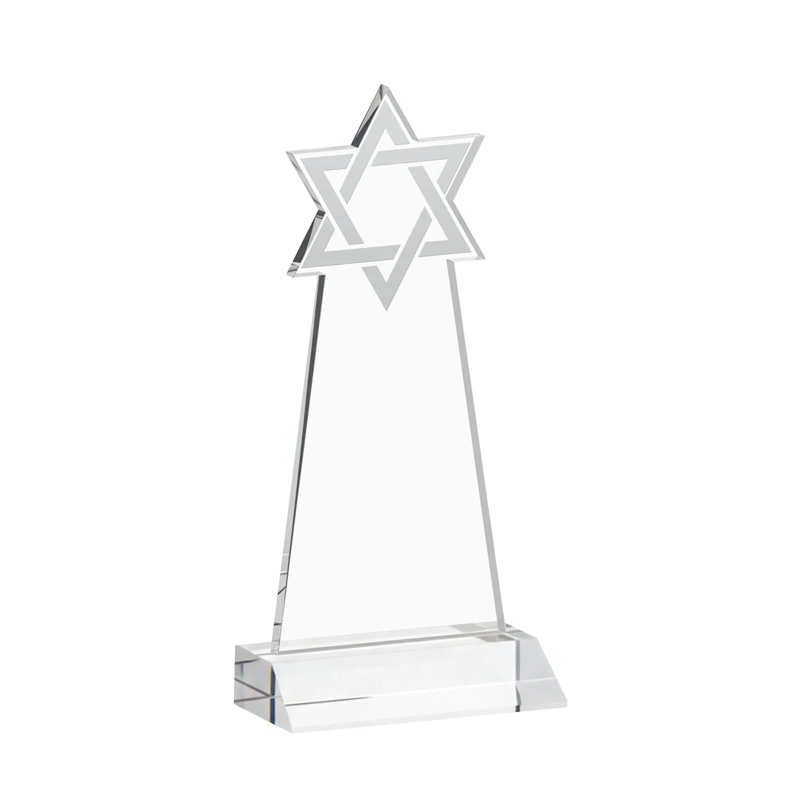 Custom Starfire Star of David Award on a Front-Mitered Base, with your logo for graduation ceremonies