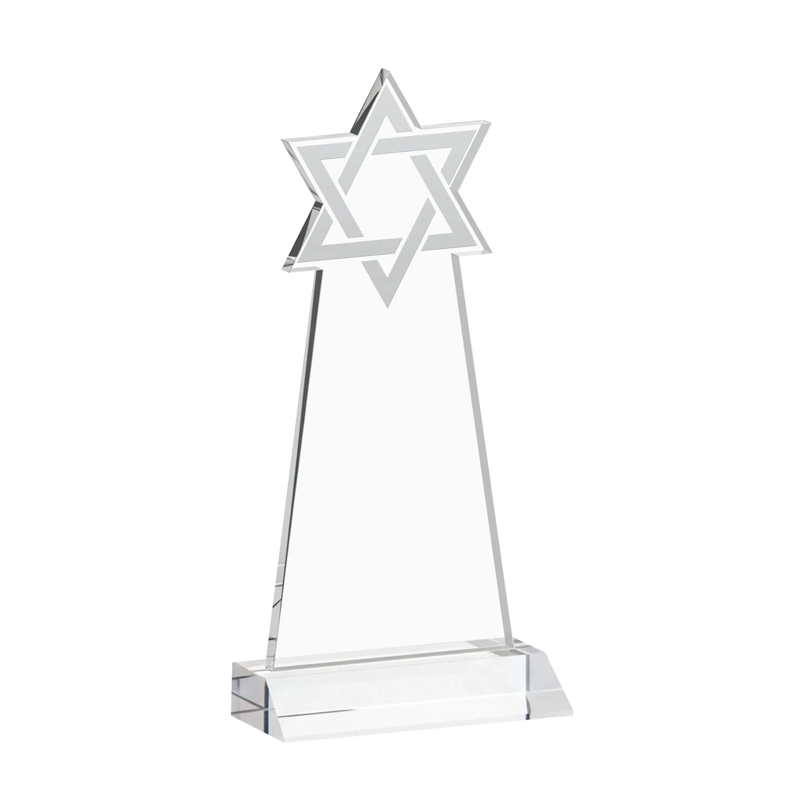 Custom Starfire Star of David Award on a Front-Mitered Base, with your logo for safety achievement programs