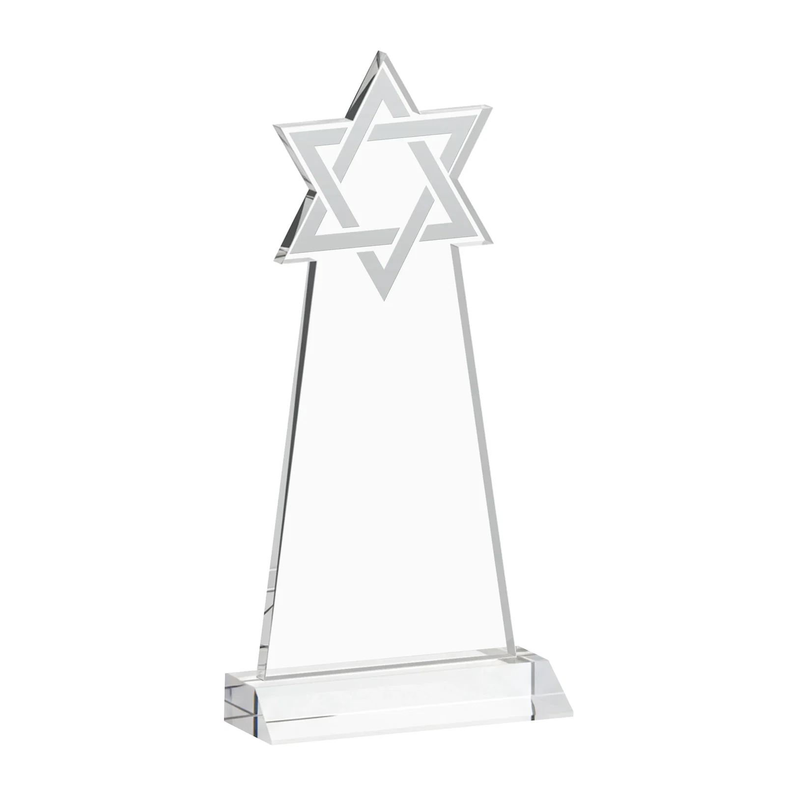 Custom Starfire Star of David Award on a Front-Mitered Base, with your logo for volunteer appreciation