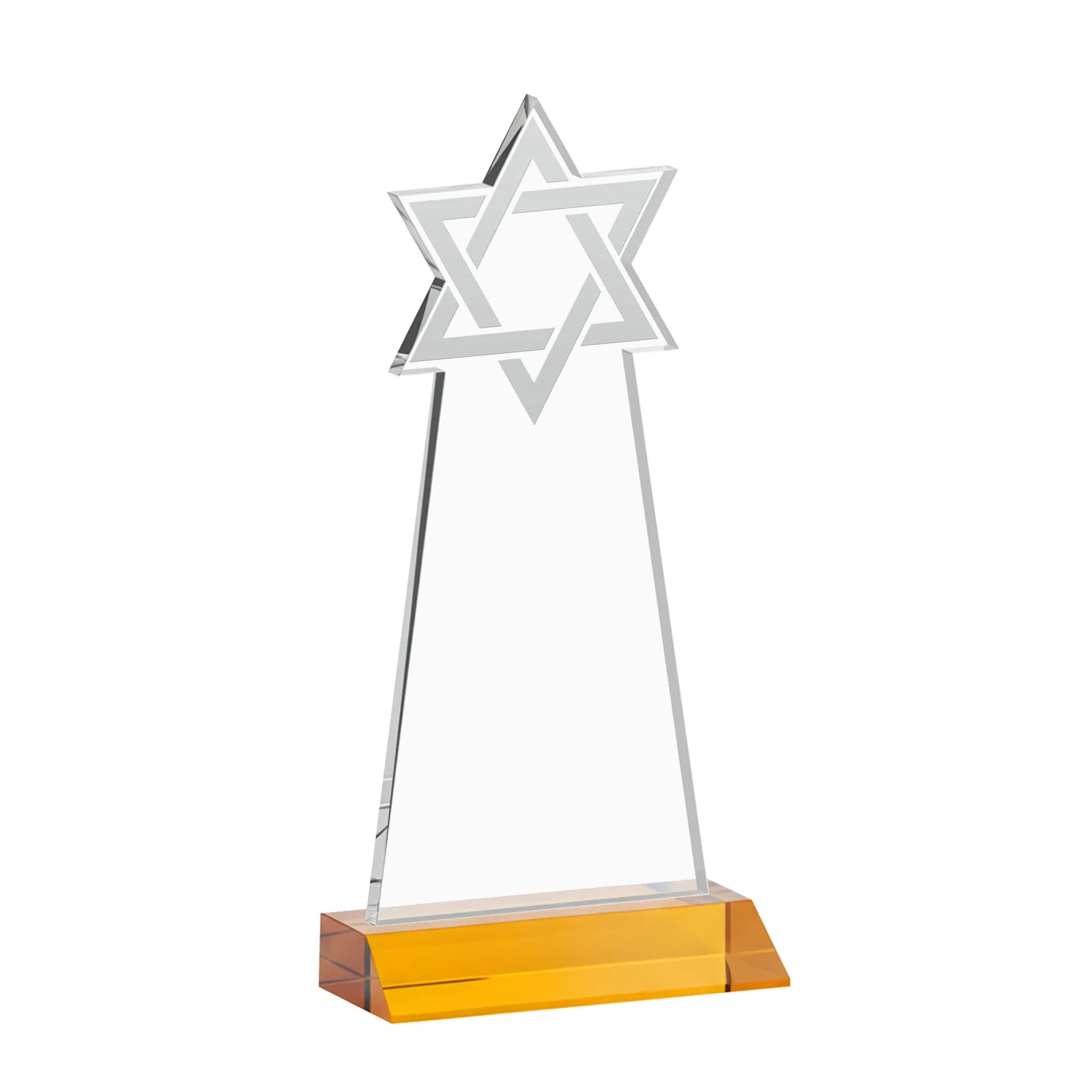 Custom Starfire Star of David Award on a Front-Mitered Base, with your logo for company anniversary events