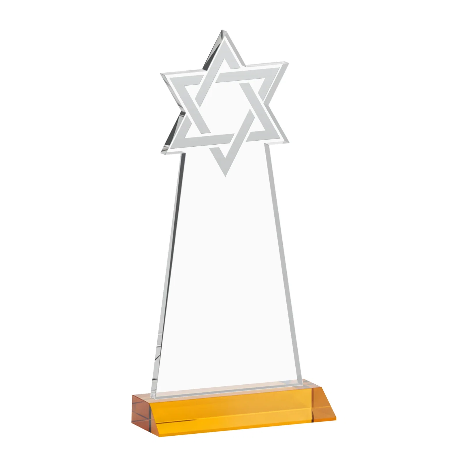 Personalized Starfire Star of David Award on a Front-Mitered Base, with your logo for employee recognition