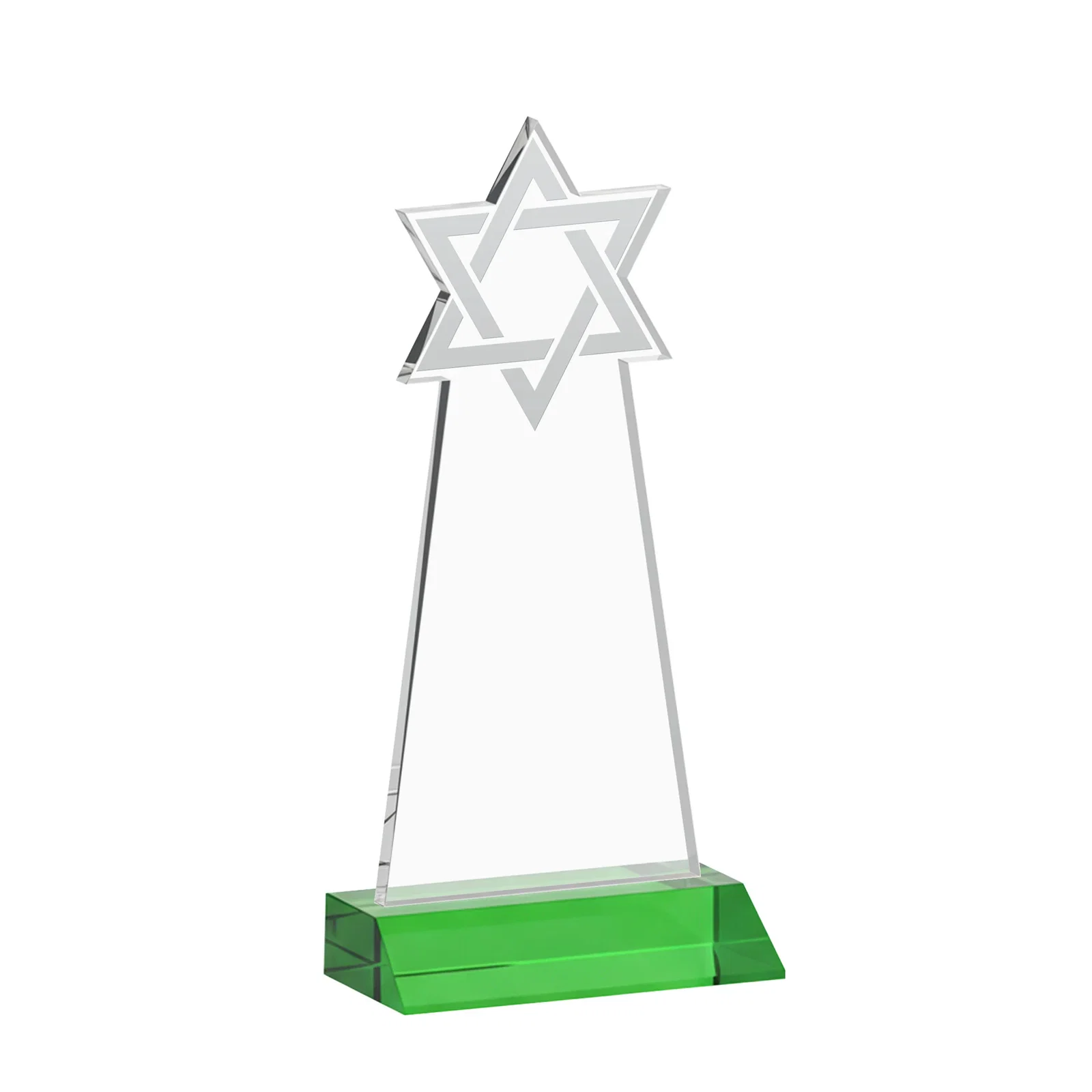 Personalized Starfire Star of David Award on a Front-Mitered Base, with your logo for corporate award ceremonies