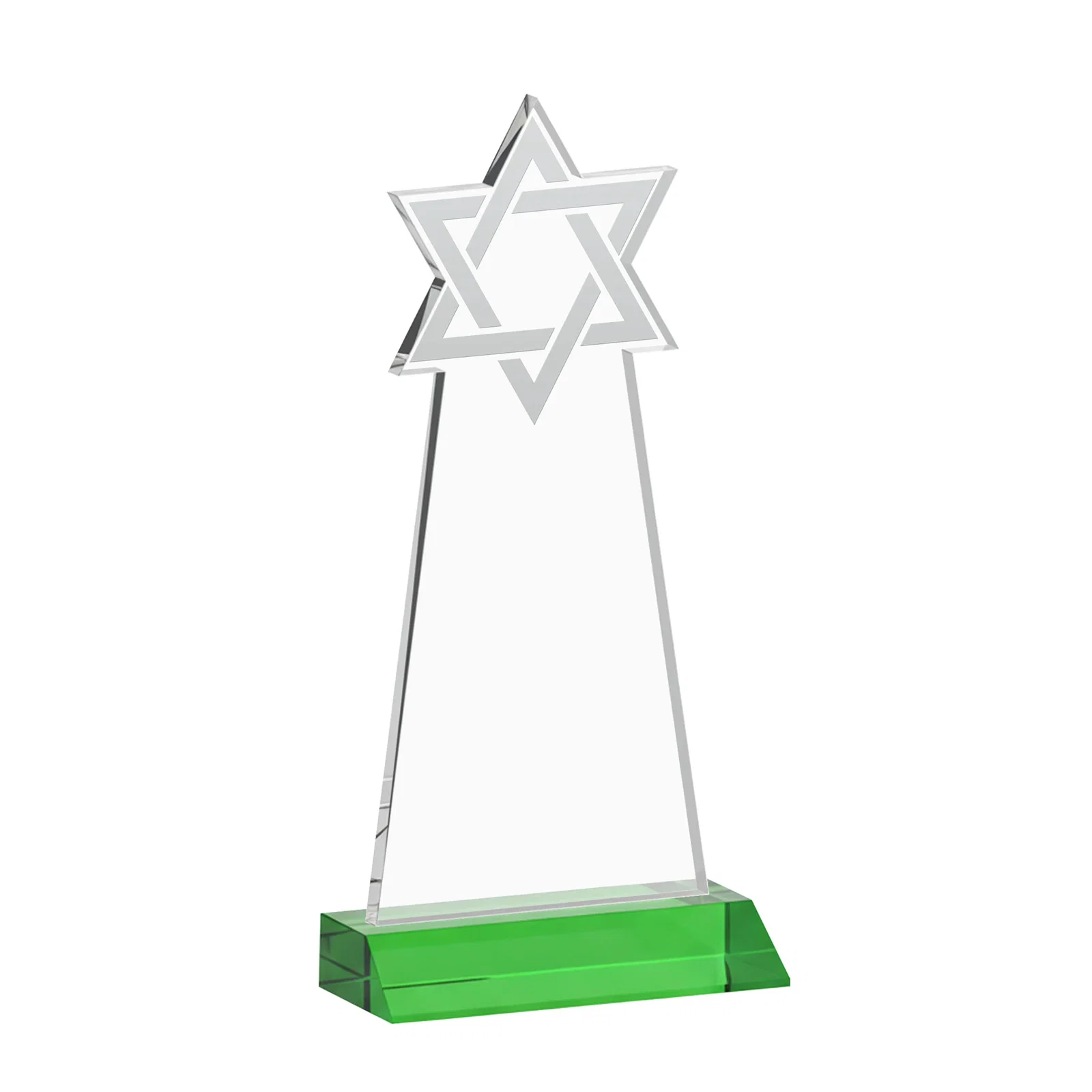 Personalized Starfire Star of David Award on a Front-Mitered Base, with your logo for service anniversary gifts