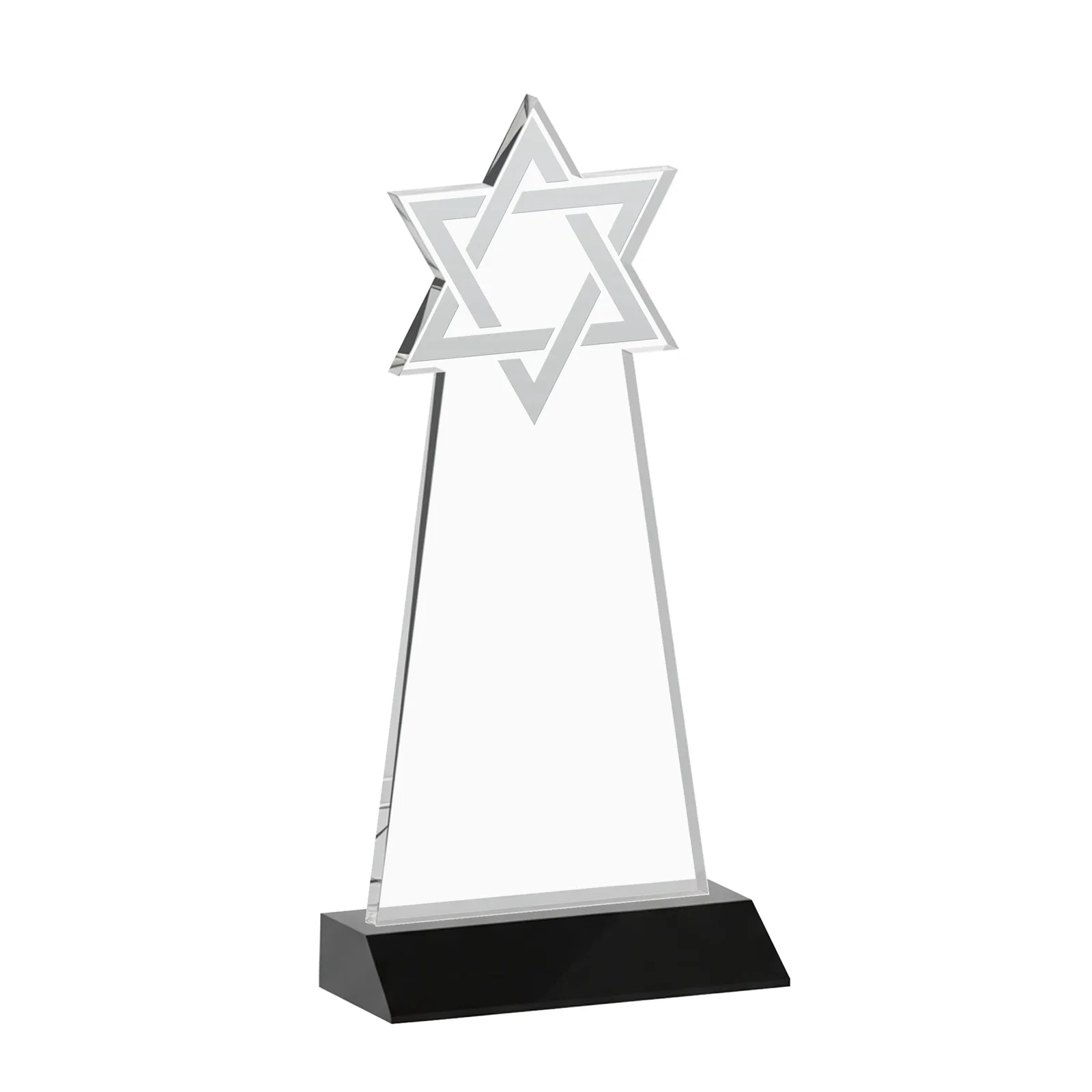 Personalized Starfire Star of David Award on a Front-Mitered Base, with your logo for team milestone celebrations