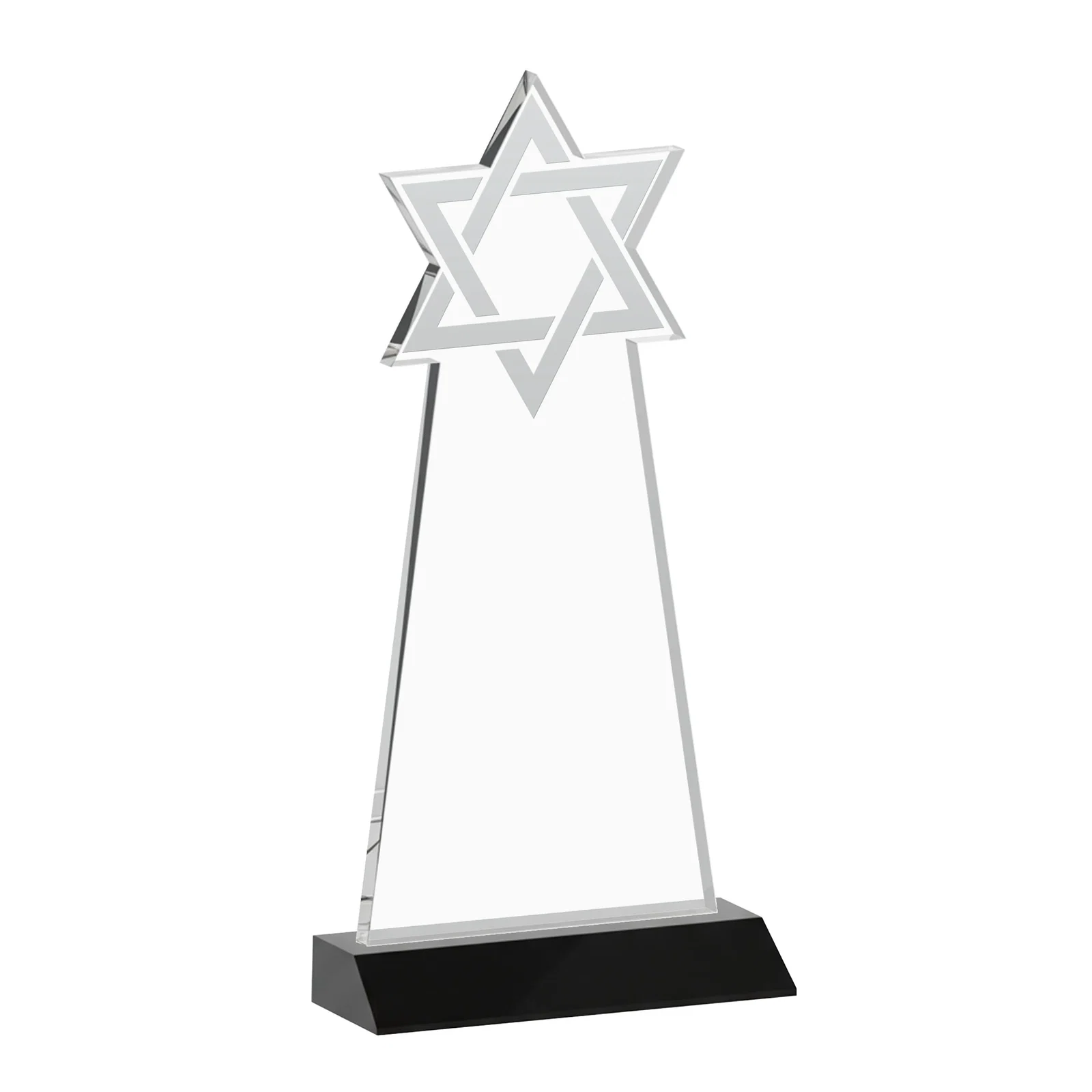 Personalized Starfire Star of David Award on a Front-Mitered Base, with your logo for donor appreciation