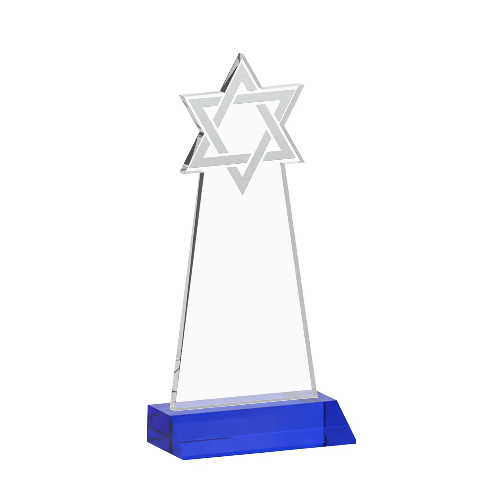 Personalized Starfire Star of David Award on a Front-Mitered Base, with your logo for graduation ceremonies