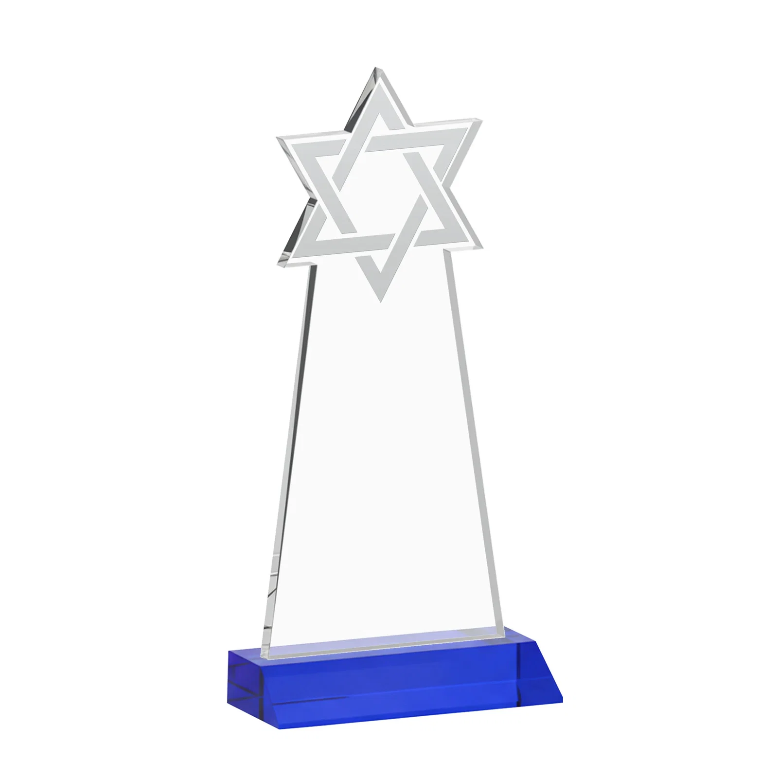 Personalized Starfire Star of David Award on a Front-Mitered Base, with your logo for safety achievement programs