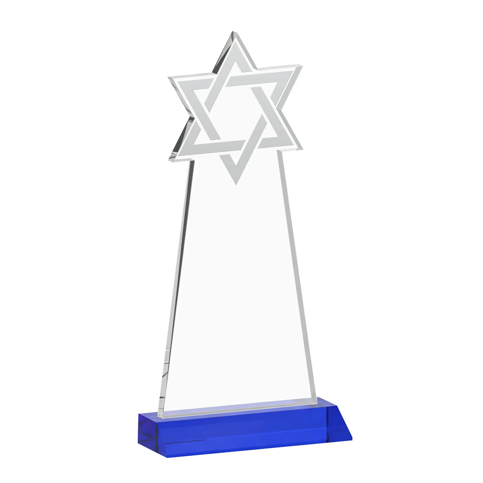 Personalized Starfire Star of David Award on a Front-Mitered Base, with your logo for volunteer appreciation