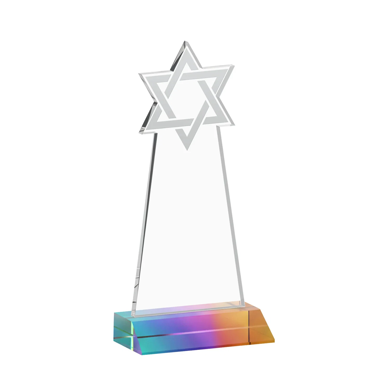 Personalized Starfire Star of David Award on a Front-Mitered Base, with your logo for dealer and partner awards
