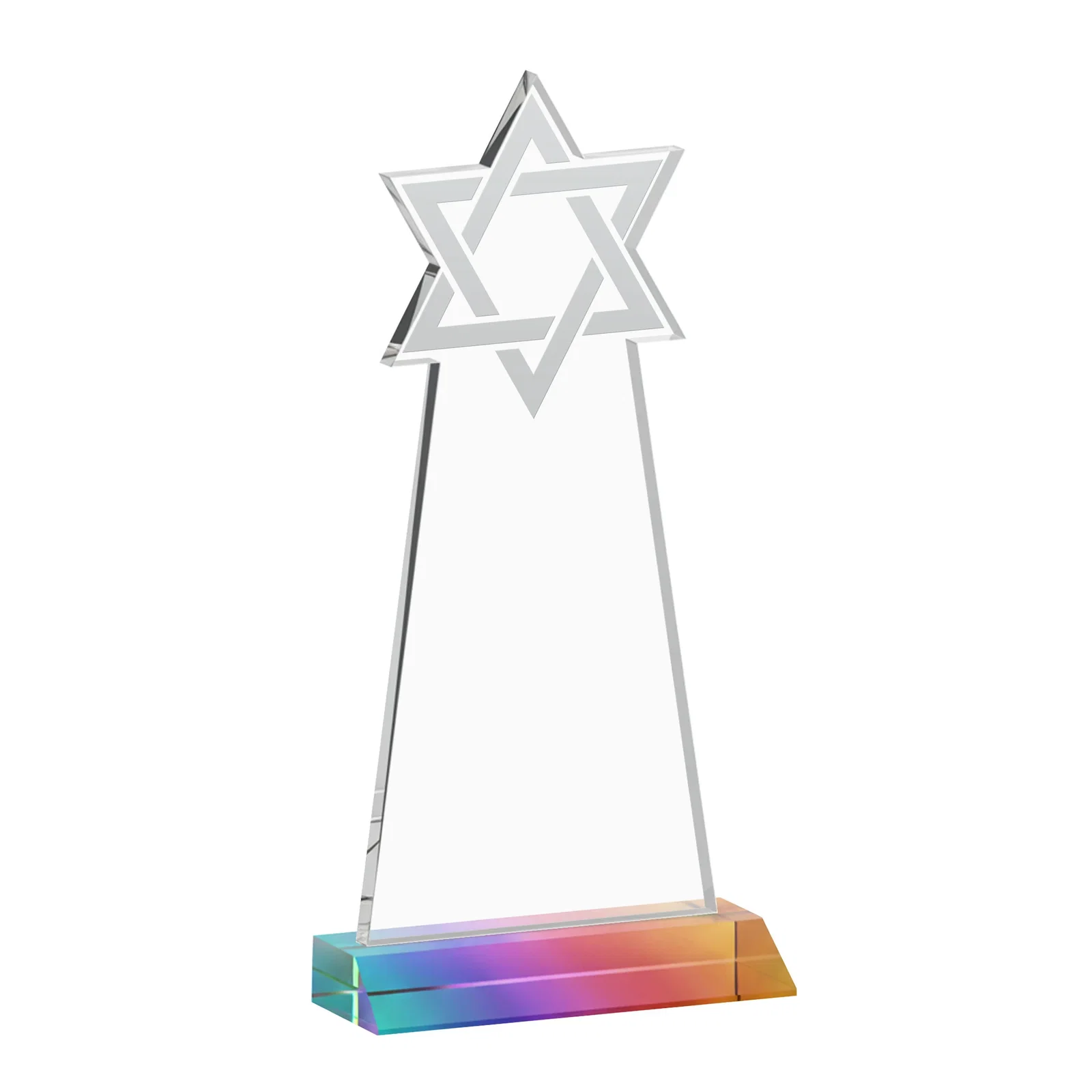 Promotional Starfire Star of David Award on a Front-Mitered Base, with your logo for employee recognition