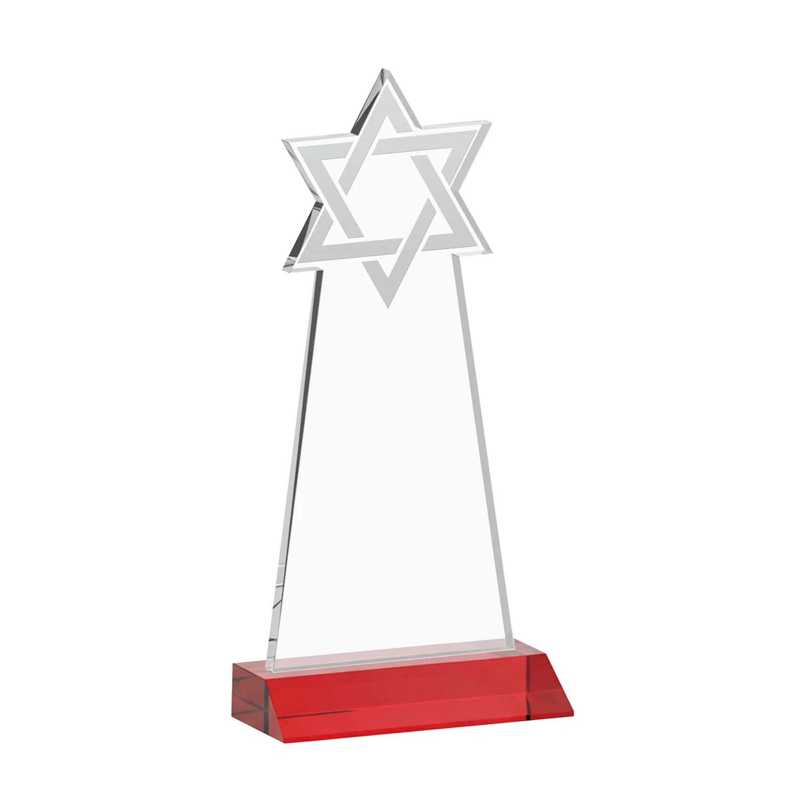 Promotional Starfire Star of David Award on a Front-Mitered Base, with your logo for service anniversary gifts