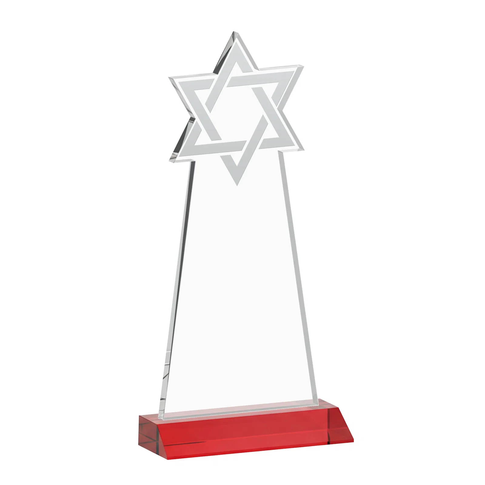 Promotional Starfire Star of David Award on a Front-Mitered Base, with your logo for sales achievement awards
