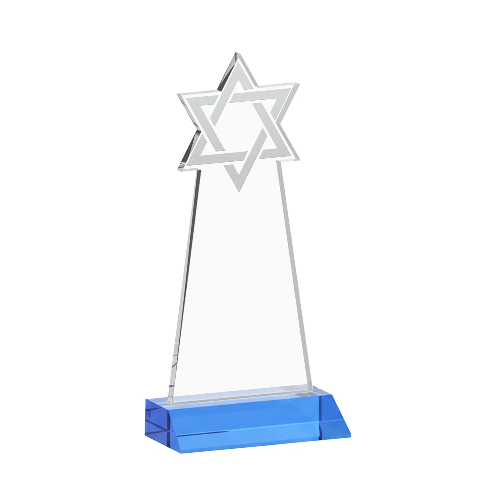 Promotional Starfire Star of David Award on a Front-Mitered Base, with your logo for retirement presentations
