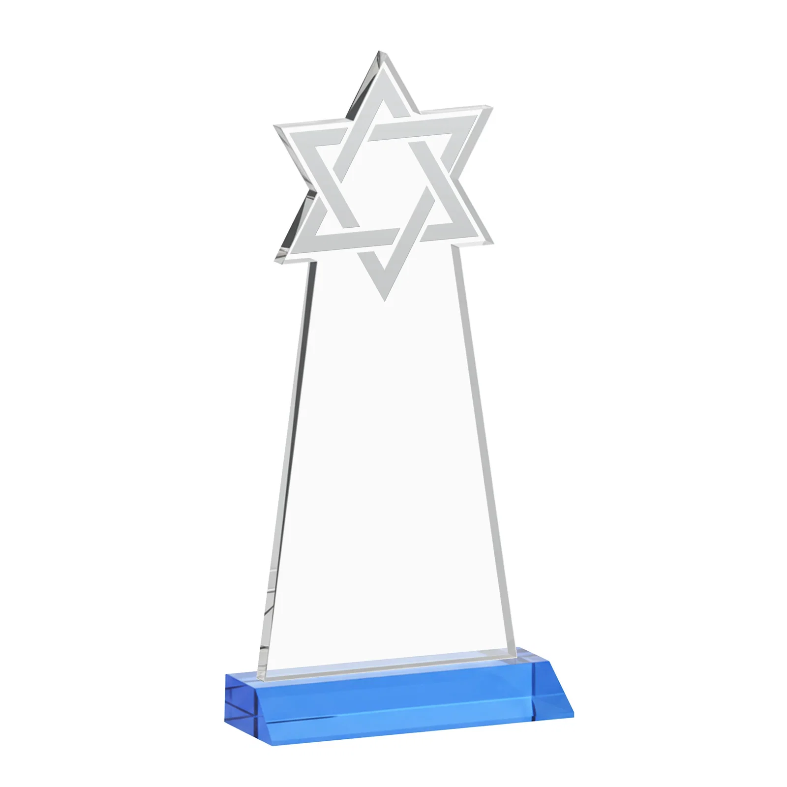 Promotional Starfire Star of David Award on a Front-Mitered Base, with your logo for donor appreciation