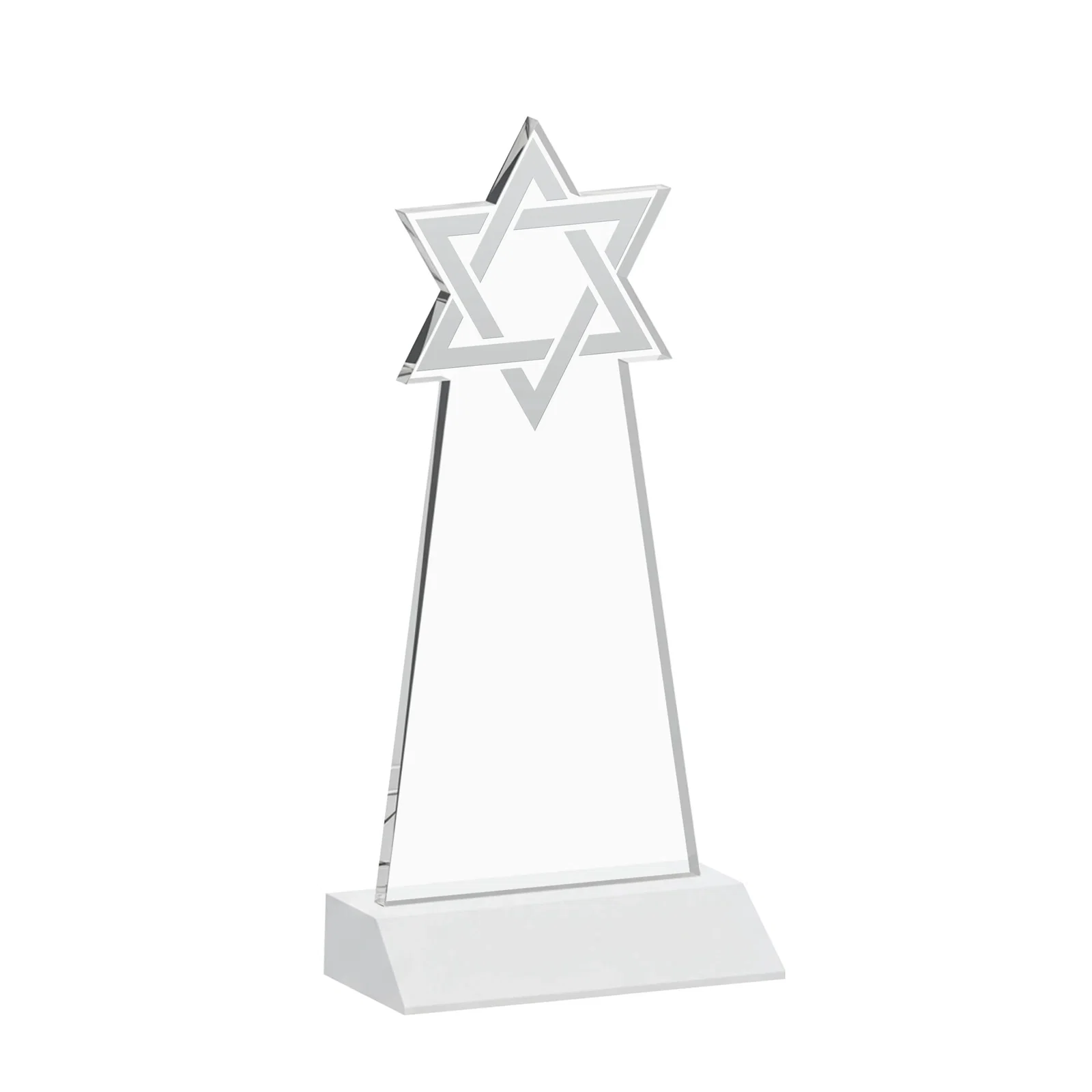 Promotional Starfire Star of David Award on a Front-Mitered Base, with your logo for graduation ceremonies