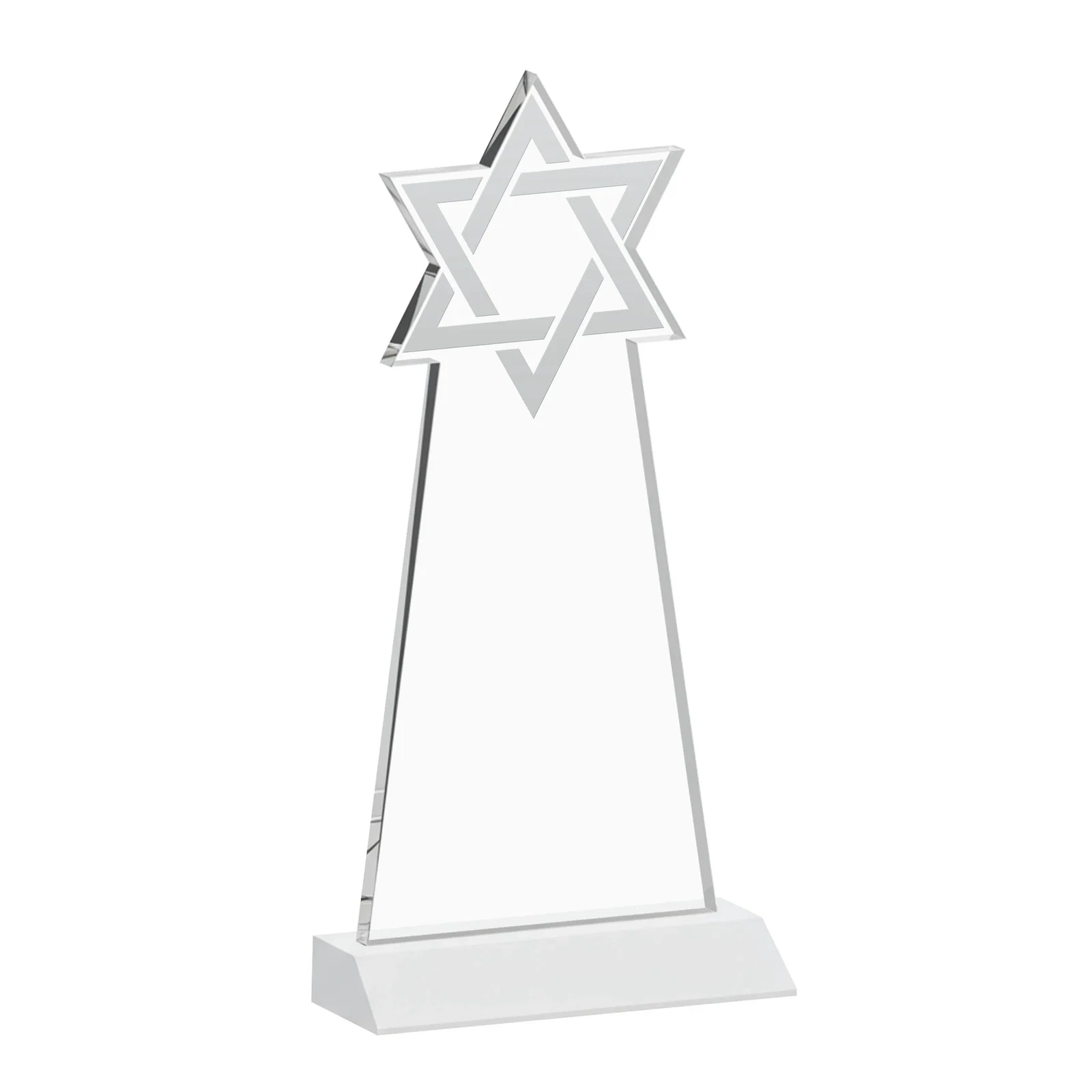 Promotional Starfire Star of David Award on a Front-Mitered Base, with your logo for volunteer appreciation