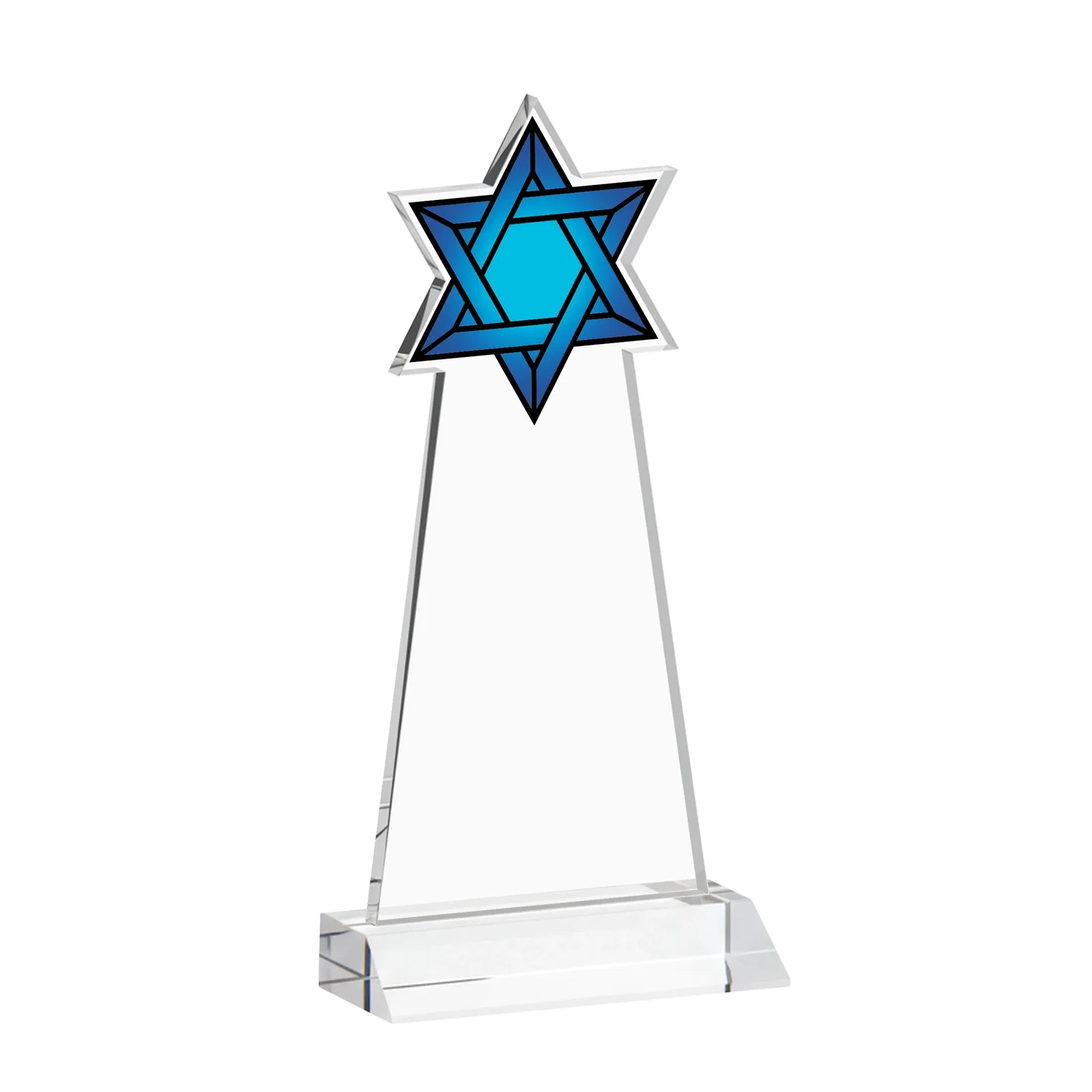 Promotional Starfire Star of David Award on a Front-Mitered Base, with your logo for company anniversary events