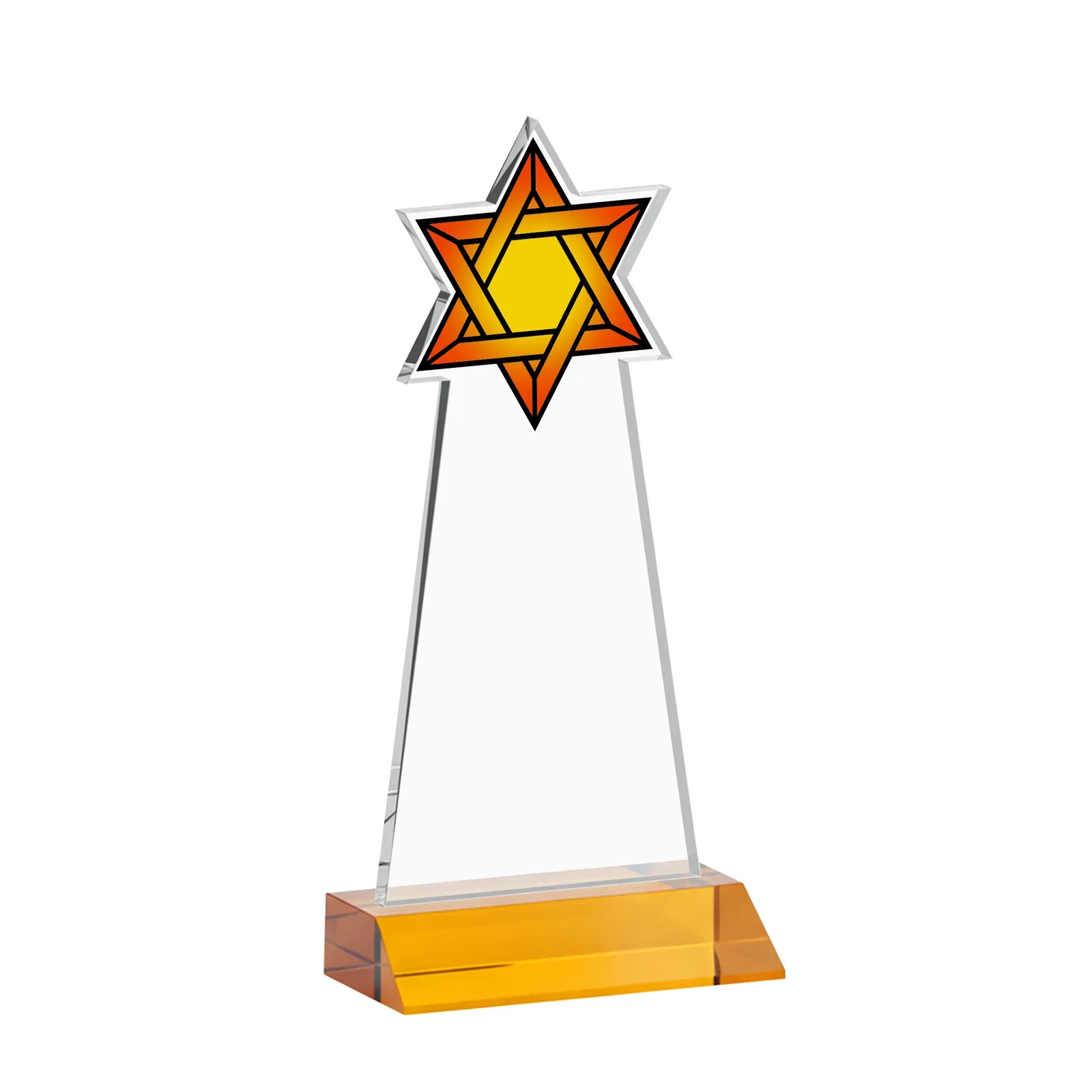 Branded Starfire Star of David Award on a Front-Mitered Base, with your logo for corporate award ceremonies